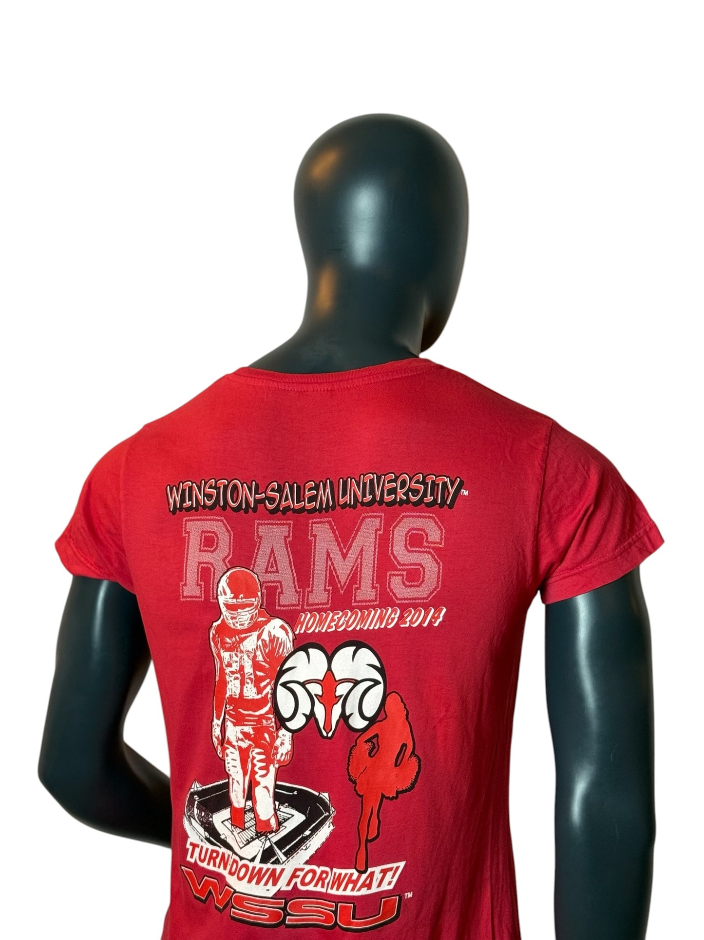 Winston Salem State University Rams T Shirt Homecoming 2014 Vintage Retro Red Size M