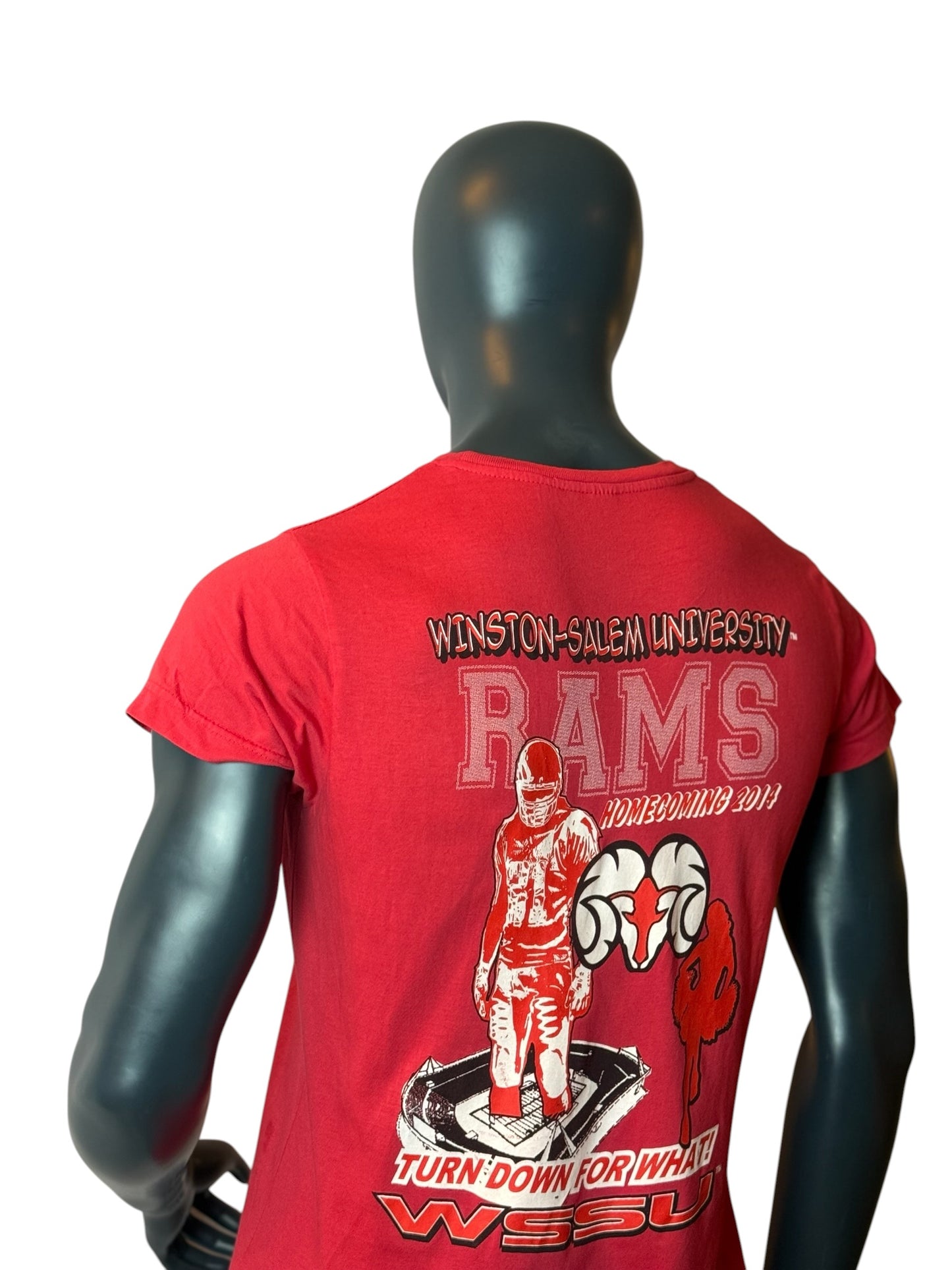 Winston Salem State University Rams T Shirt Homecoming 2014 Vintage Retro Red Size M