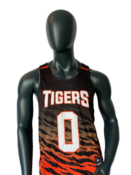 Vintage Reversible Tigers Basketball Jersey Double Face Retro College Style Wendbar Streetwear Size S/M