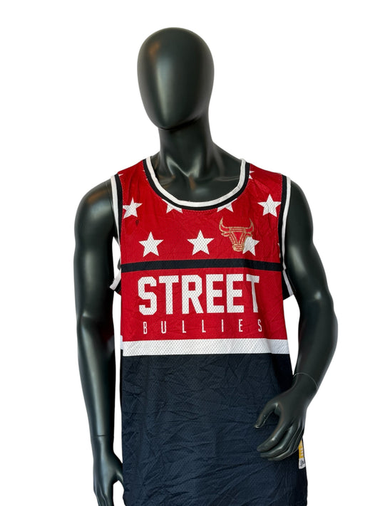 Vintage Street Bullies Basketball Jersey Retro Chicago Bulls Style Red Black Stars Size XXL