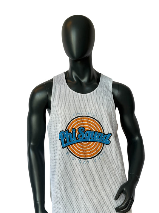 Vintage Phi Squad Basketball Jersey Retro Graphic Mesh White Streetwear Size M