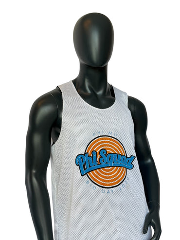 Vintage Phi Squad Basketball Jersey Retro Graphic Mesh White Streetwear Size M