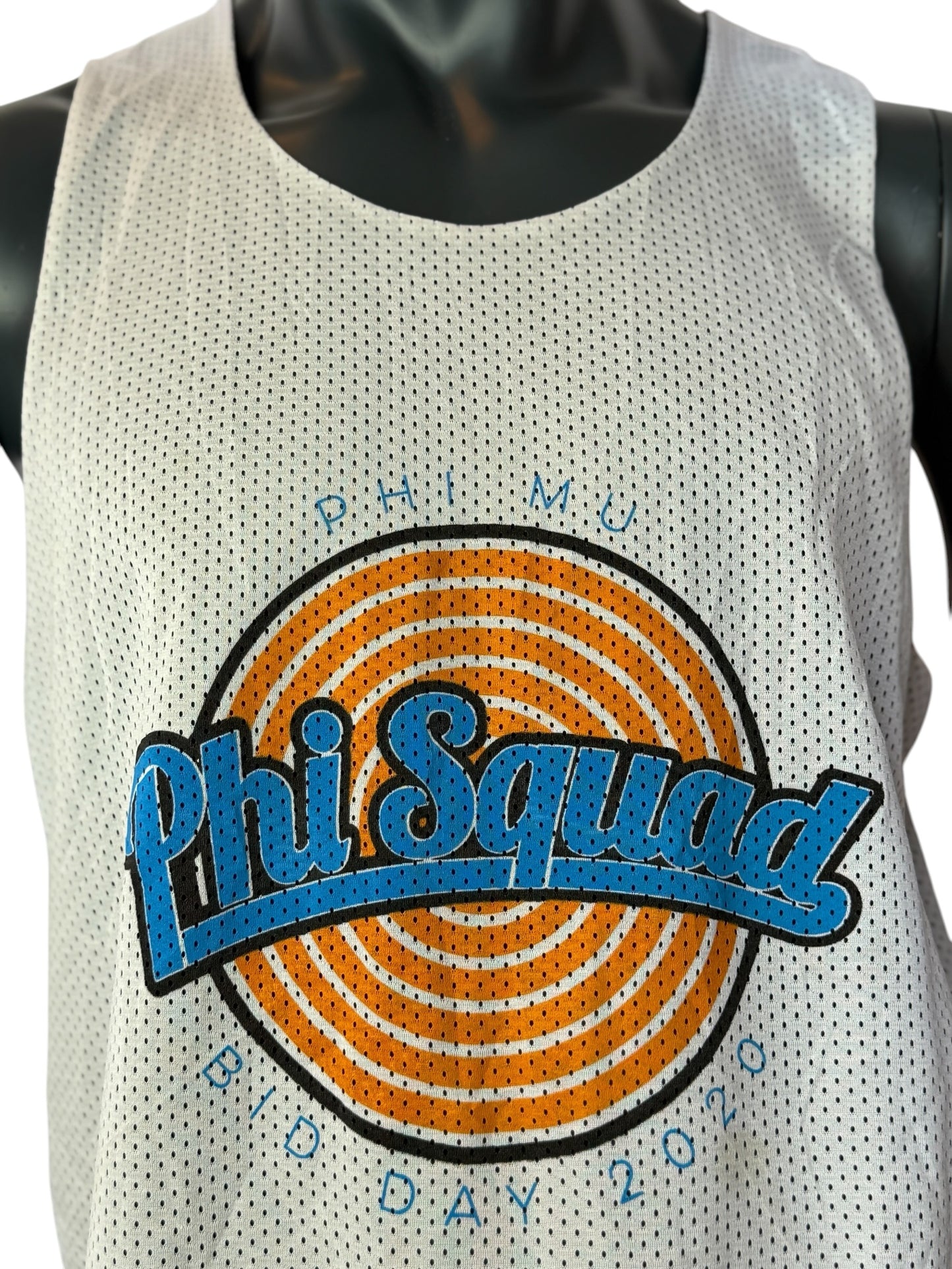 Vintage Phi Squad Basketball Jersey Retro Graphic Mesh White Streetwear Size M
