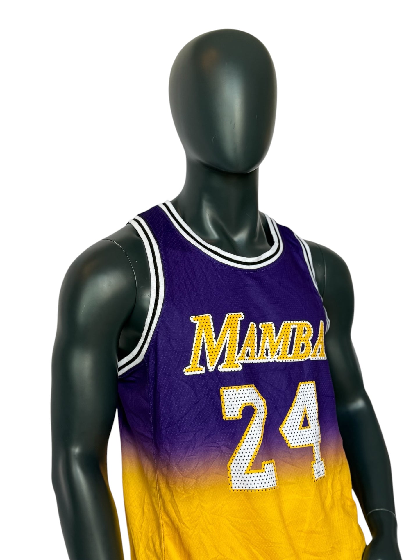 Vintage Mamba 24 Basketball Jersey Gradient Purple Yellow Retro NBA Style Size L
