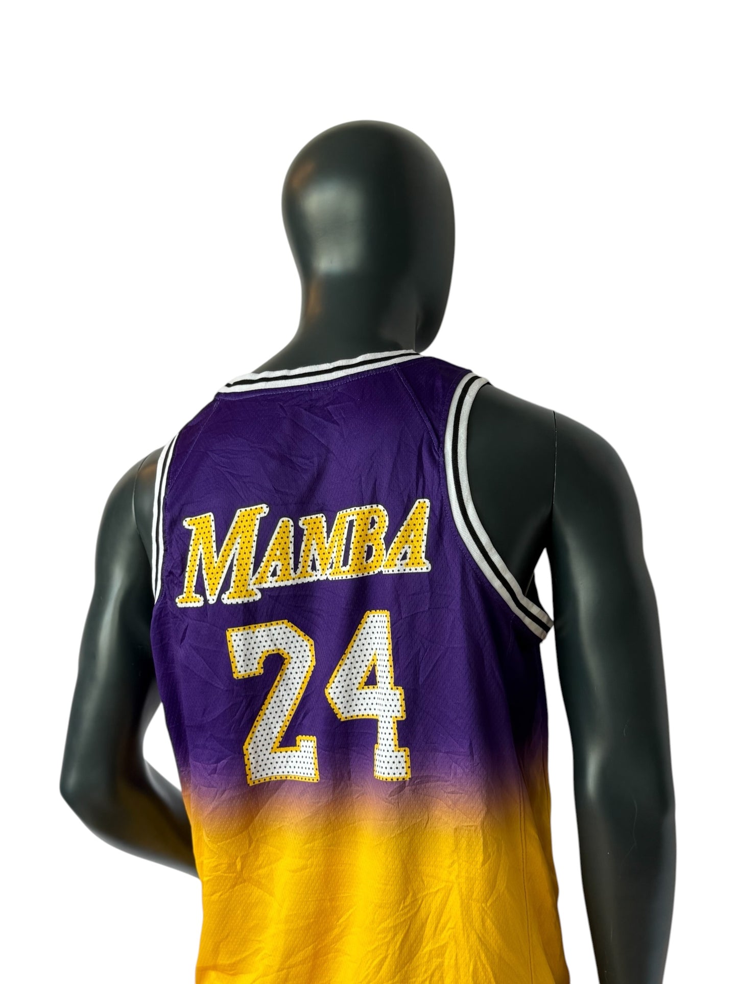 Vintage Mamba 24 Basketball Jersey Gradient Purple Yellow Retro NBA Style Size L