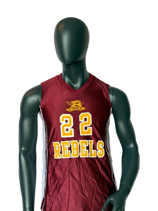 Vintage Rebels 22 Basketball Reversible Jersey Double Face Red White College Style Size M