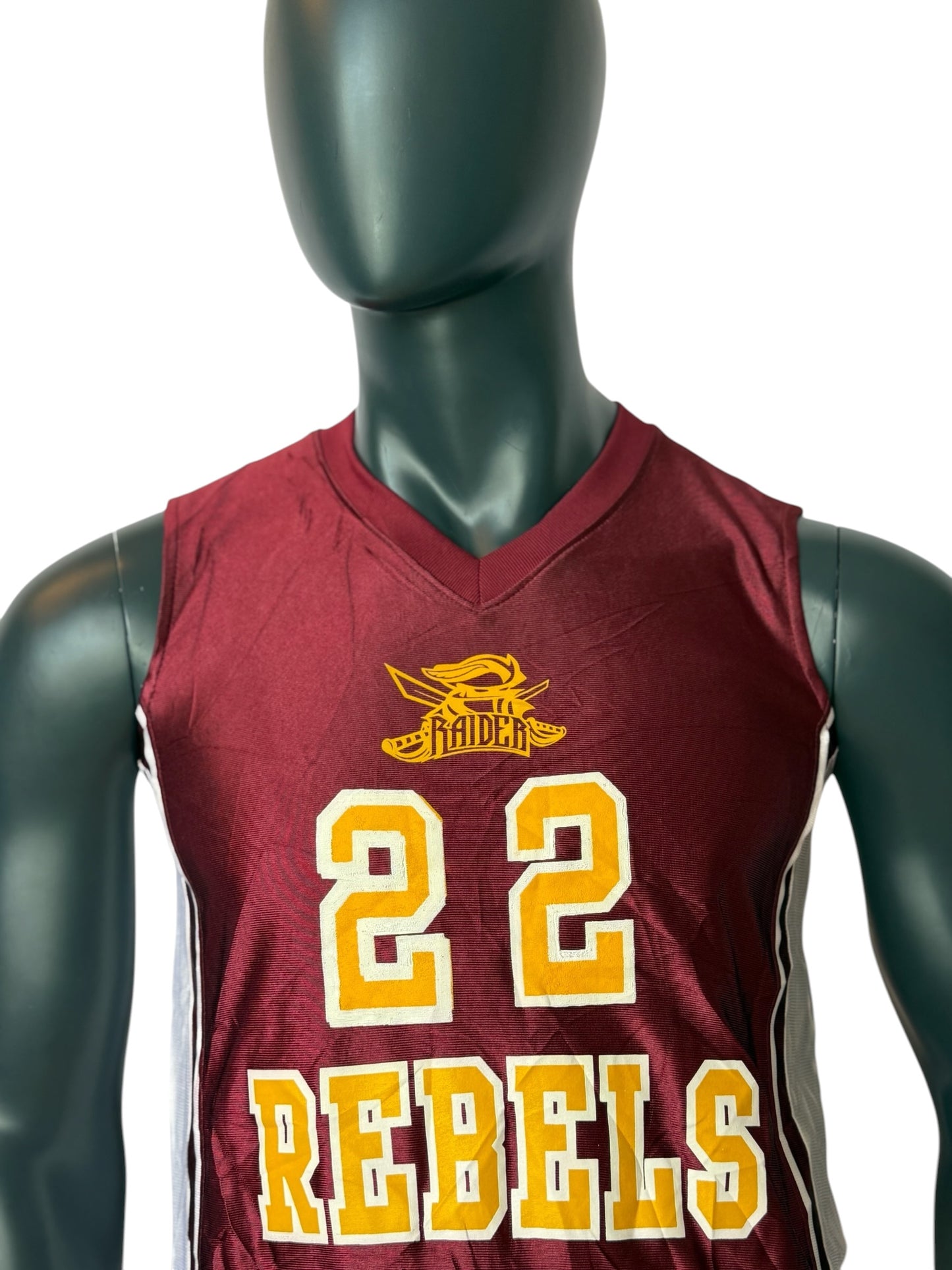 Vintage Rebels 22 Basketball Reversible Jersey Double Face Red White College Style Size M