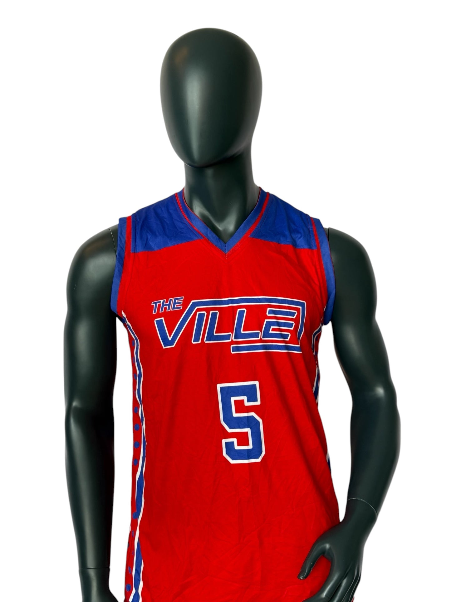 Vintage The Ville Sixers Reversible Basketball Jersey Double Face Red Blue Retro NBA Size M