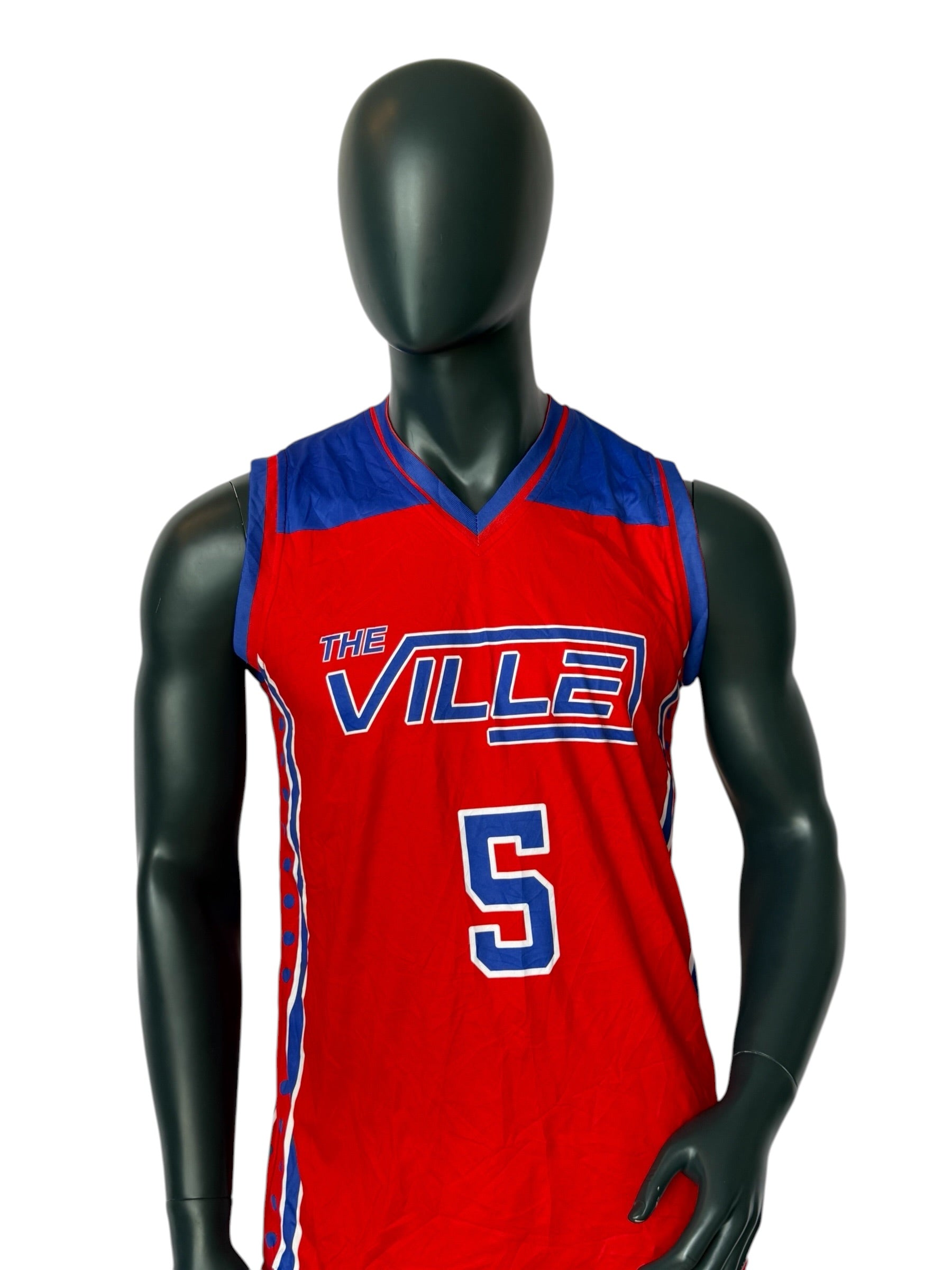 Vintage The Ville Sixers Reversible Basketball Jersey Double Face Red Blue Retro NBA