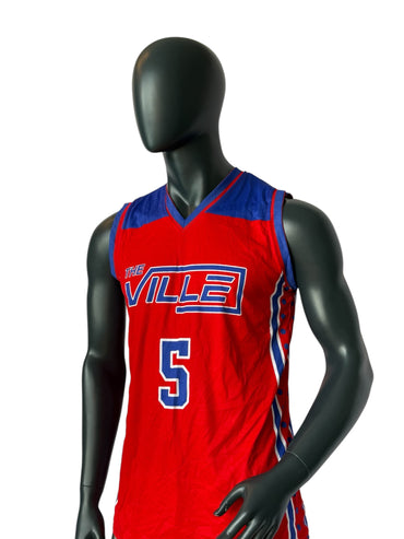 Maillot de basket-ball réversible The Ville Sixers Double Face Rouge Bleu Rétro NBA Taille M