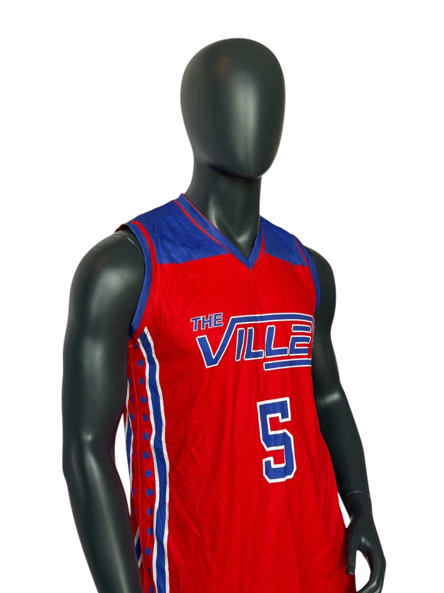 Vintage The Ville Sixers Reversible Basketball Jersey Double Face Red Blue Retro NBA Size M