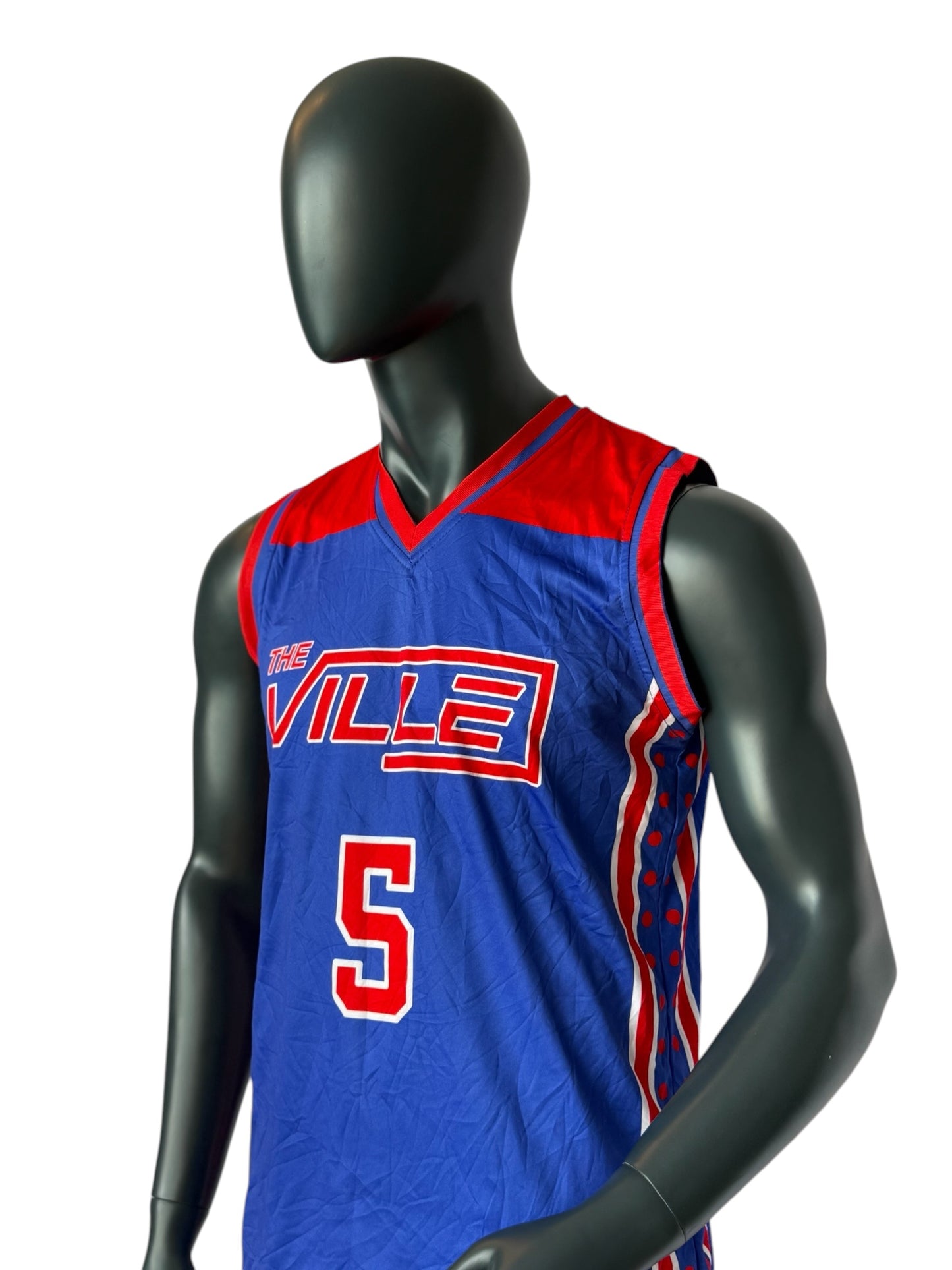 Vintage The Ville Sixers Reversible Basketball Jersey Double Face Red Blue Retro NBA Size M