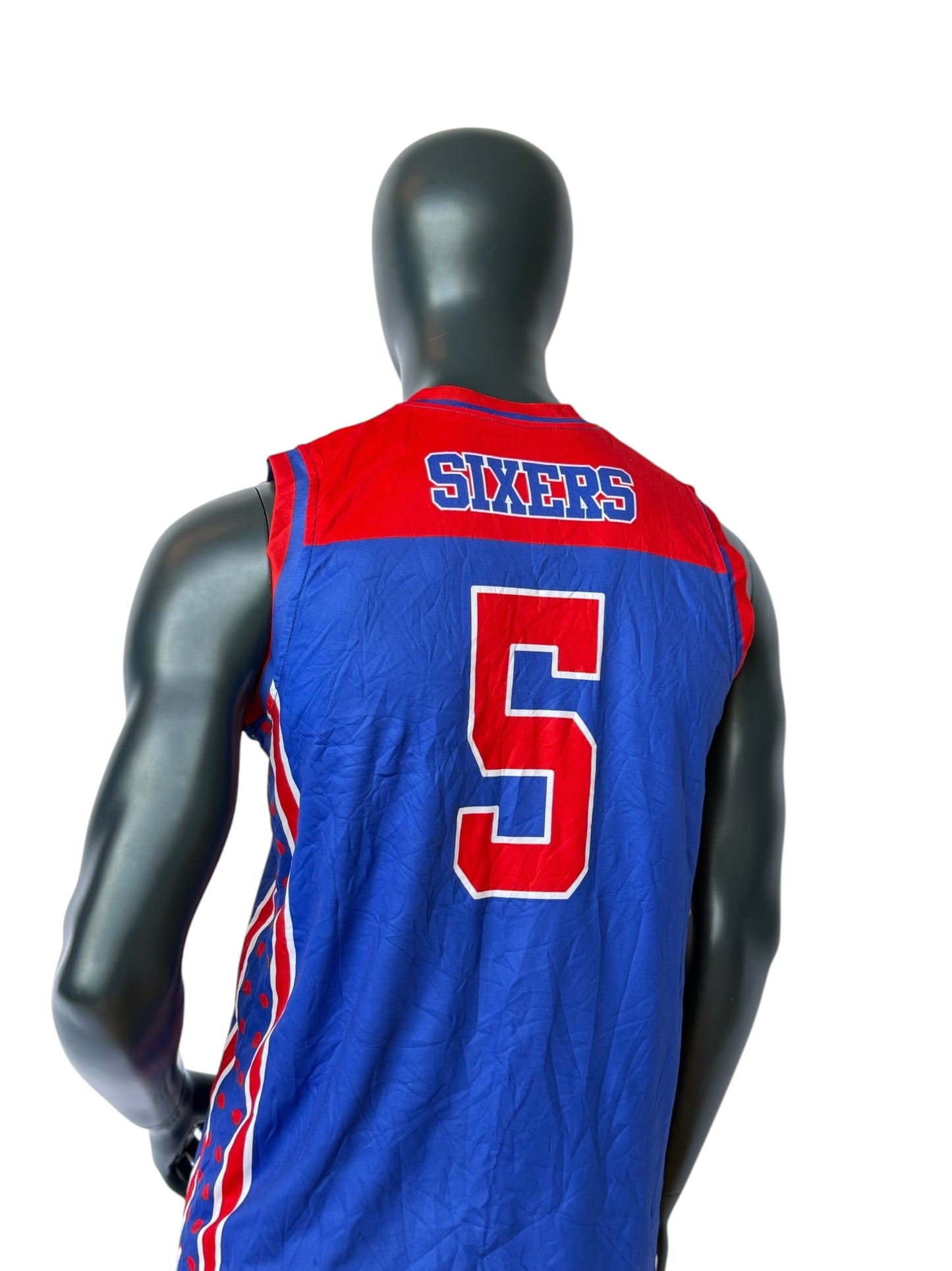 Vintage The Ville Sixers Reversible Basketball Jersey Double Face Red Blue Retro NBA Size M