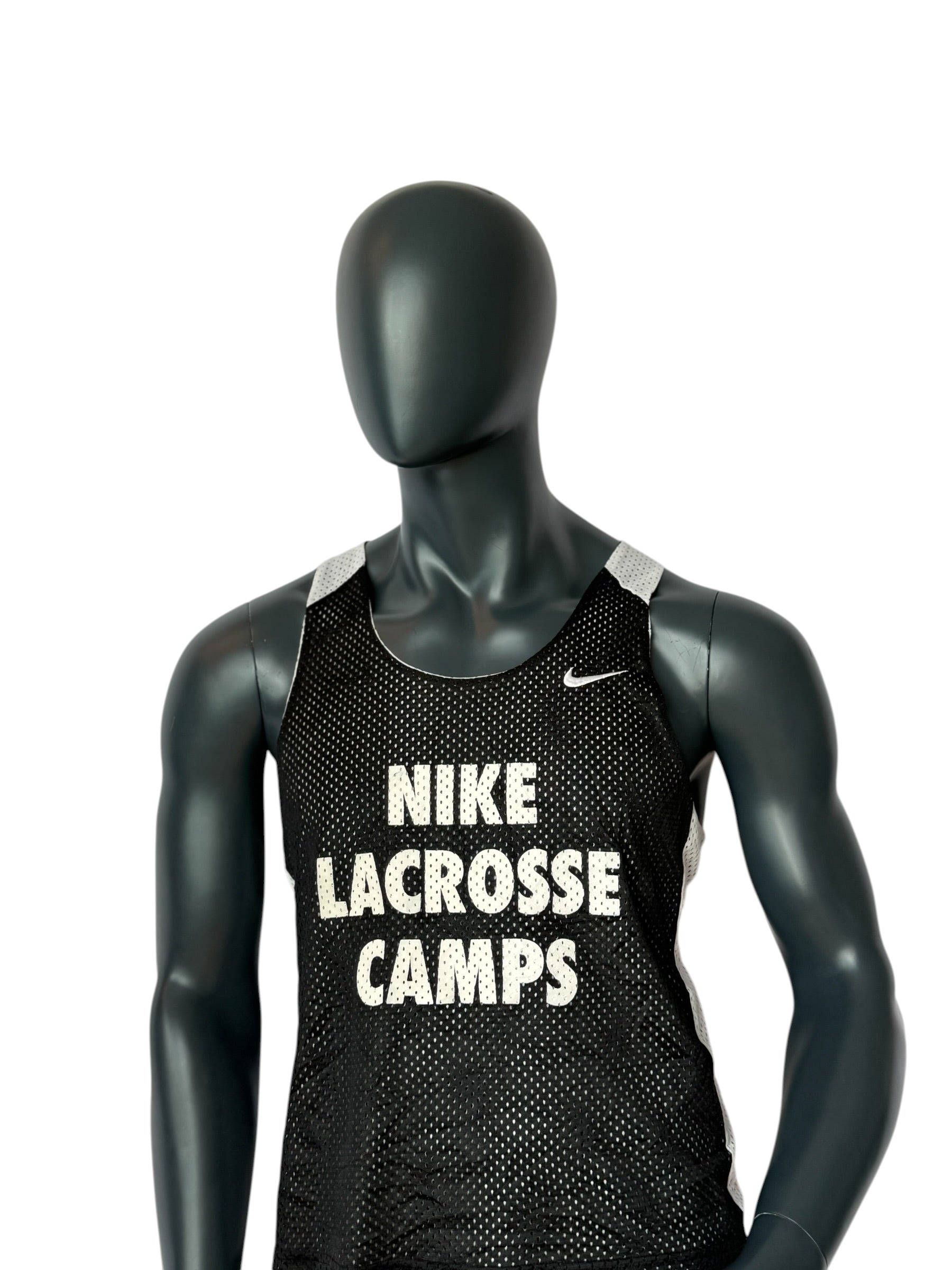 Vintage Nike Lacrosse Camps Mesh Tank Top Black White Retro Sportswear Swoosh