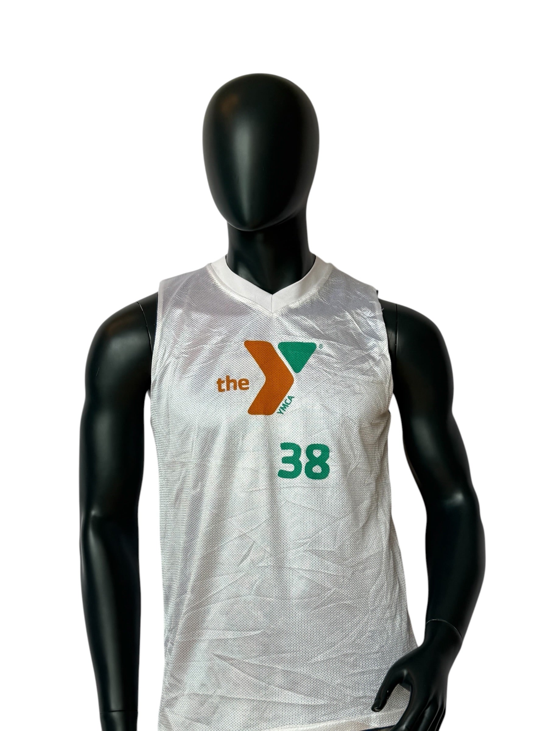Vintage YMCA Basketball Jersey Number 38 White Green Retro Sportswear Mesh Tank