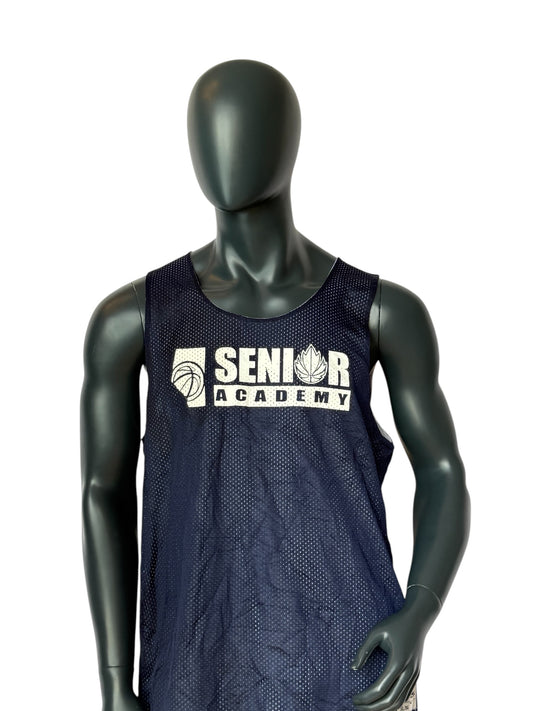 Vintage Senior Academy Basketball Jersey Navy Blue Retro Sportswear Mesh Tank