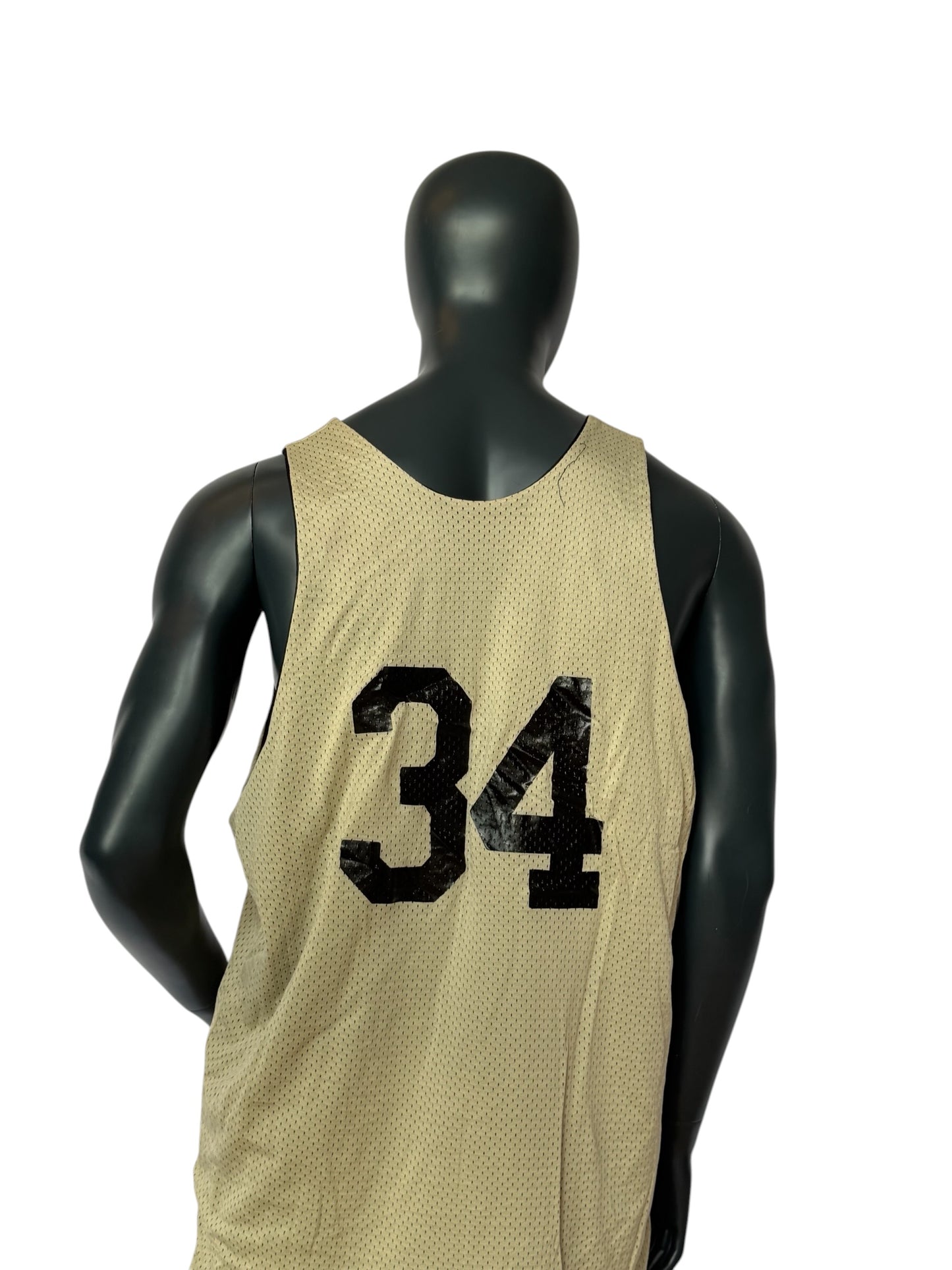 Vintage South Oak Cliff Basketball Jersey Beige Retro Mesh Tank 34 Size XL