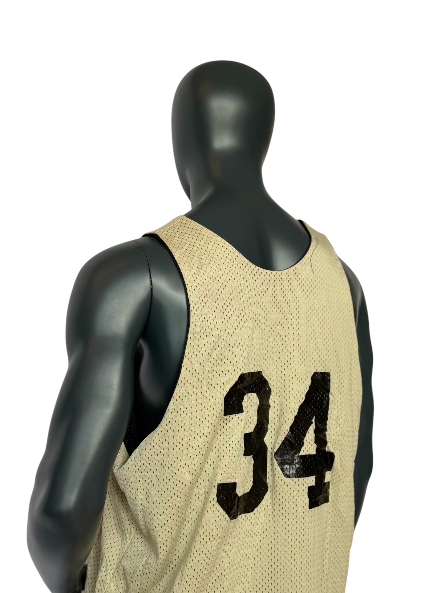 Vintage South Oak Cliff Basketball Jersey Beige Retro Mesh Tank 34 Size XL