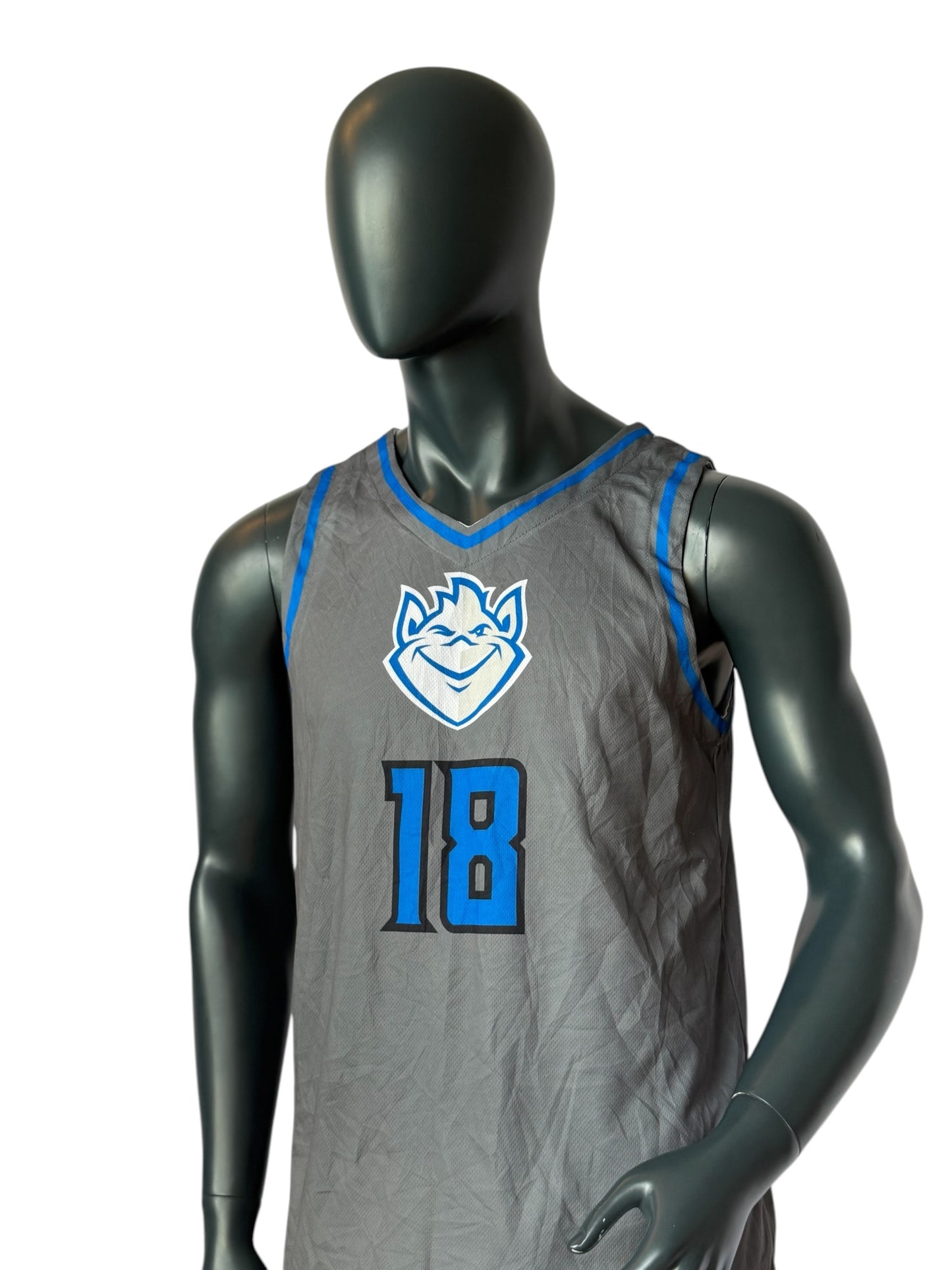 Vintage Basketball Jersey Grau Blau Number 18 SLU Jersey Retro Streetwear Mesh Tank Unisex Size L