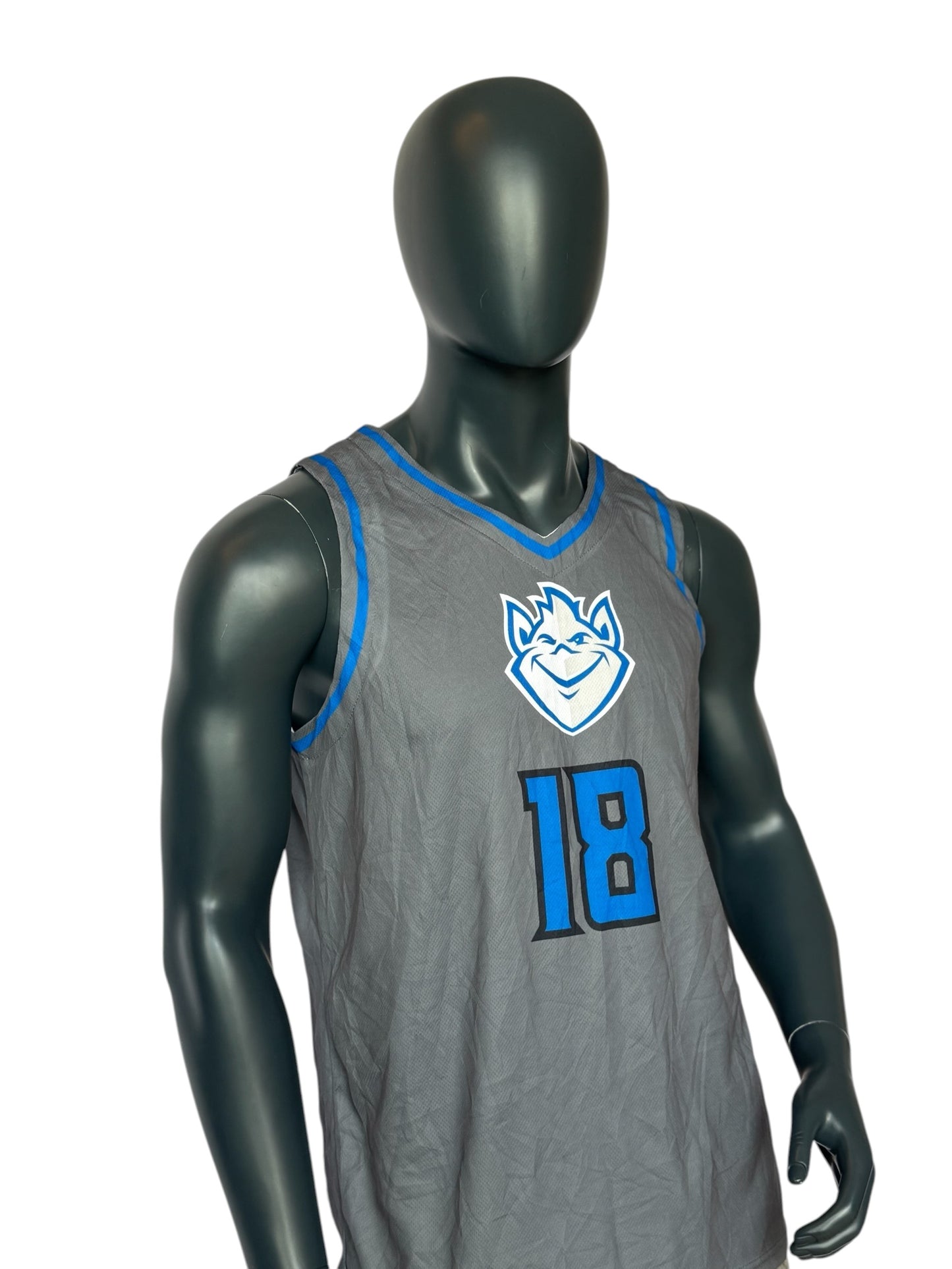 Vintage Basketball Jersey Grau Blau Number 18 SLU Jersey Retro Streetwear Mesh Tank Unisex Size L