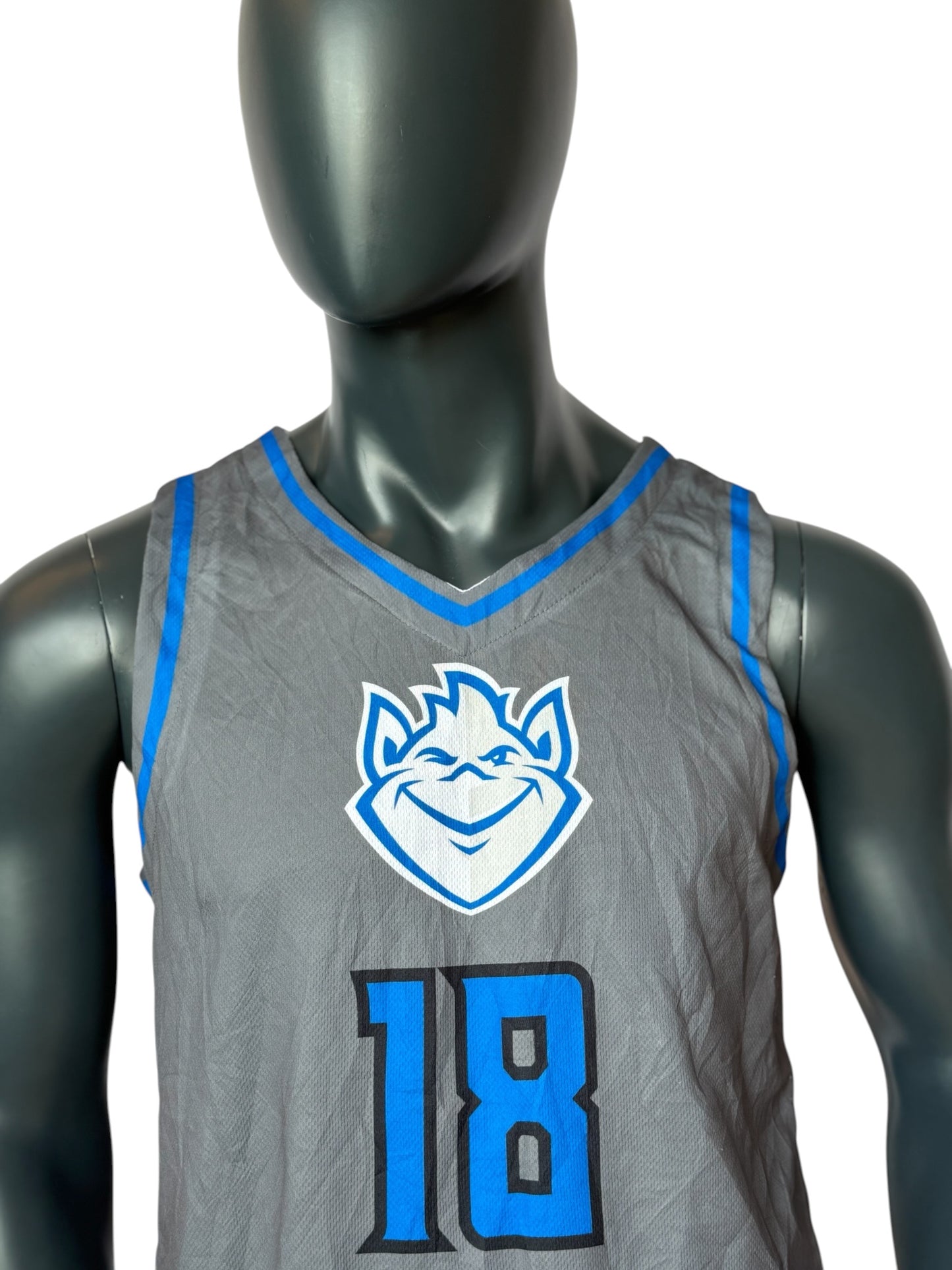 Vintage Basketball Jersey Grau Blau Number 18 SLU Jersey Retro Streetwear Mesh Tank Unisex Size L