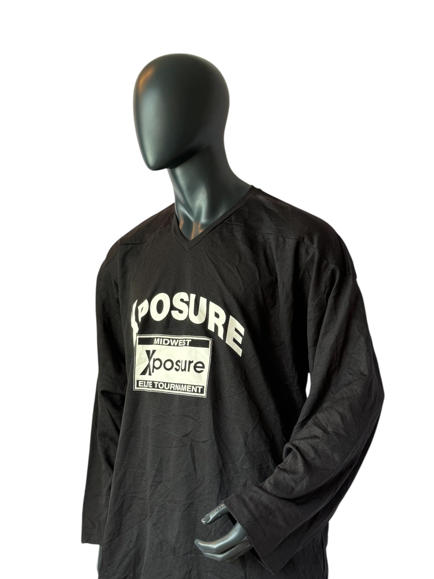 Nike Vintage Hockey Jersey Schwarz Xposure Elite Tournament Longsleeve Streetwear Oversized Unisex Size XL