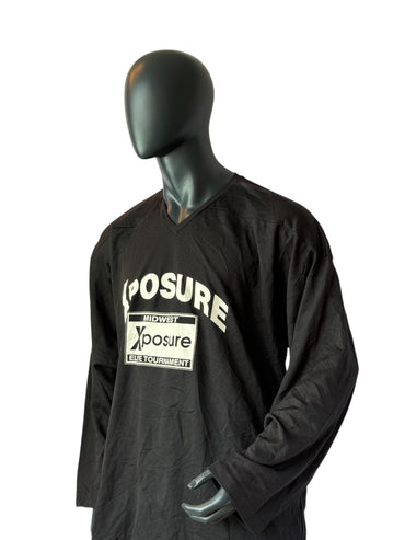 Maillot de hockey vintage Nike noir Xposure Elite Tournament manches longues streetwear coupe oversize unisexe taille XL