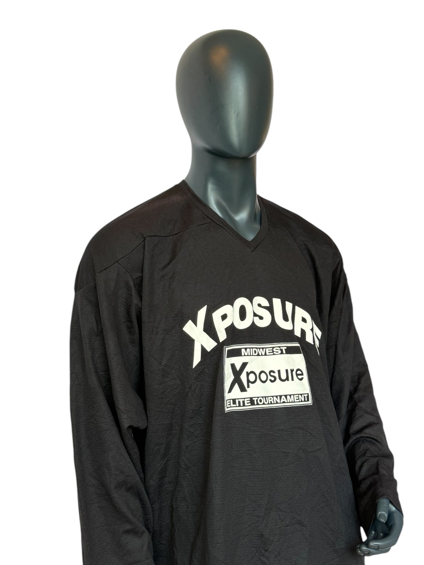 Nike Vintage Hockey Jersey Schwarz Xposure Elite Tournament Longsleeve Streetwear Oversized Unisex Size XL