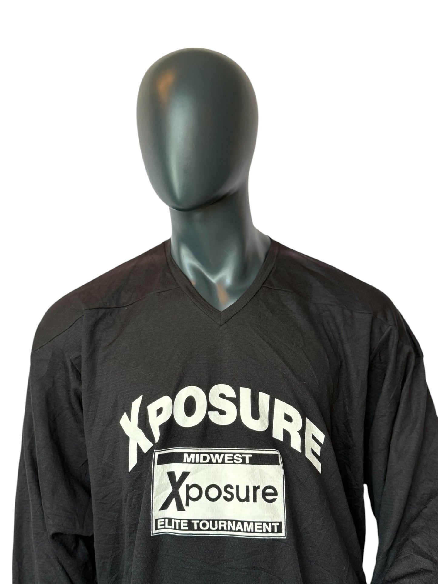 Nike Vintage Hockey Jersey Schwarz Xposure Elite Tournament Longsleeve Streetwear Oversized Unisex Size XL