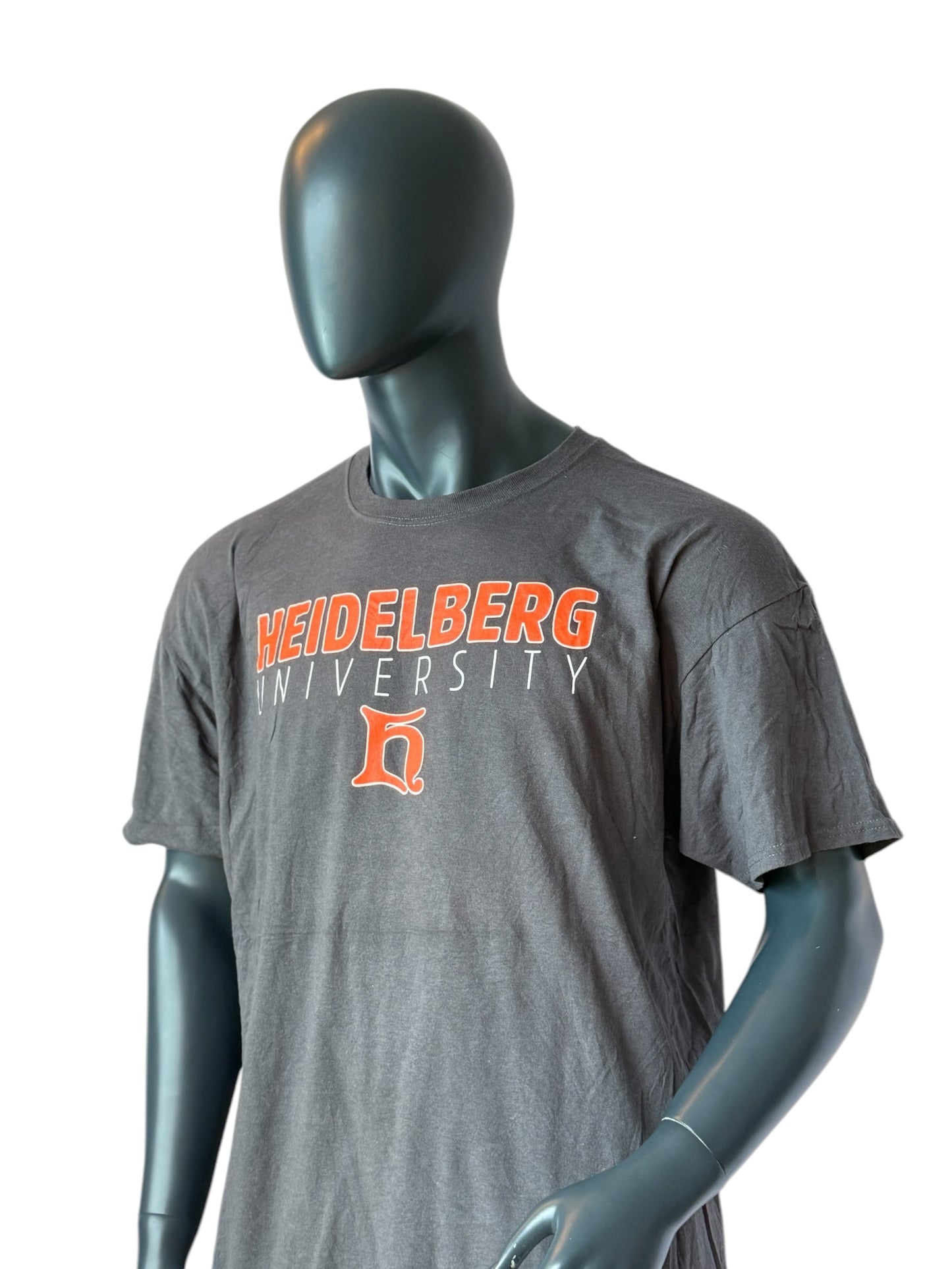Vintage Heidelberg University T-Shirt Grau College Print Oversized Streetwear Retro Unisex Size 2XL
