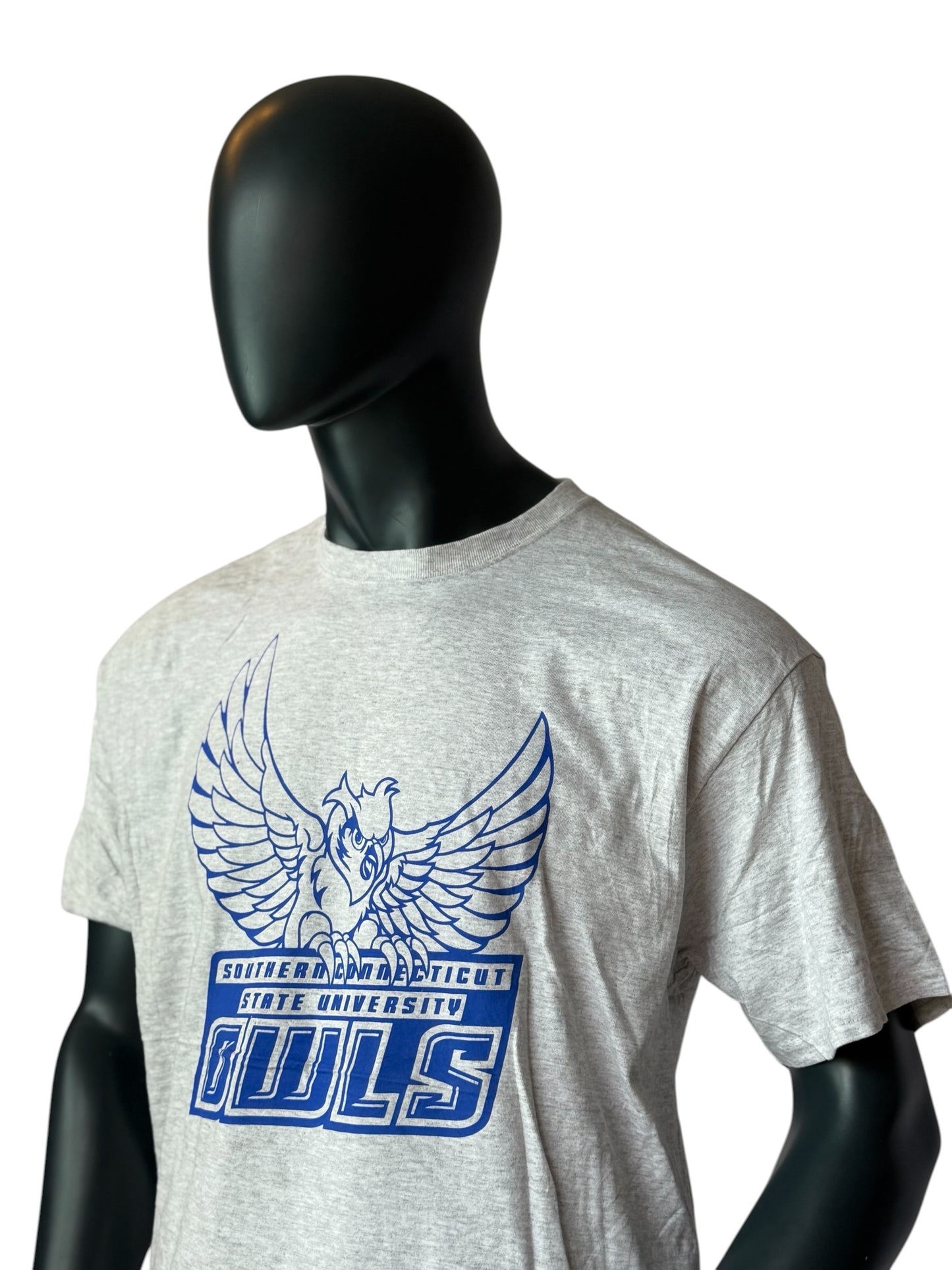 Vintage Southern Connecticut State University OWLS T-Shirt Grau College Print Retro Streetwear Unisex Size XL