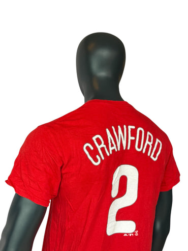 Vintage Philadelphia Phillies Crawford #2 T-Shirt Rot MLB Baseball Jersey Style Streetwear Unisex Size M