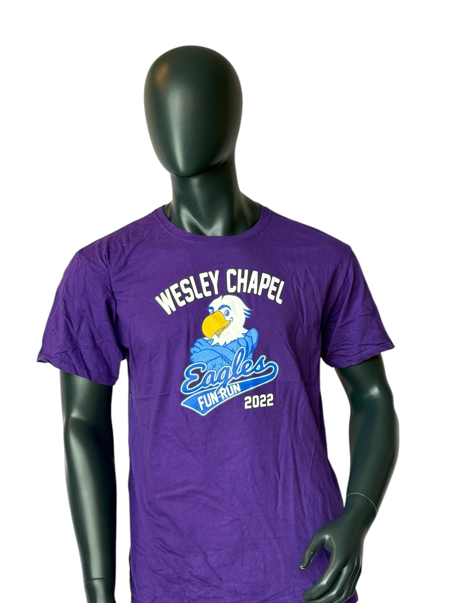 Vintage Wesley Chapel Eagles T-Shirt Purple Fun Run 2022 School Event Retro Streetwear Size L