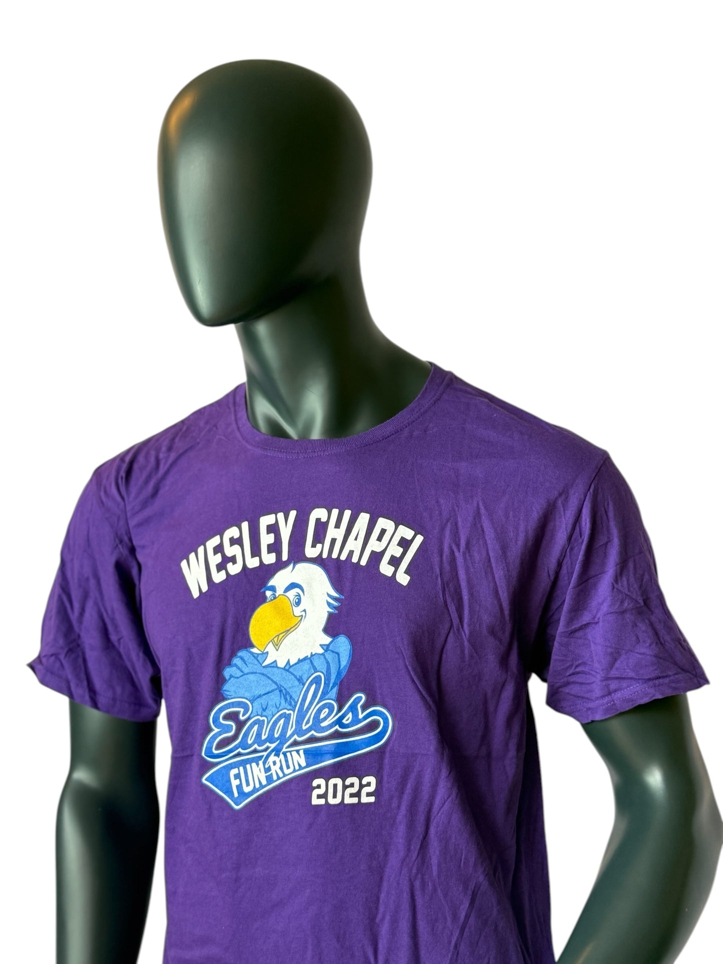 Vintage Wesley Chapel Eagles T-Shirt Purple Fun Run 2022 School Event Retro Streetwear Size L