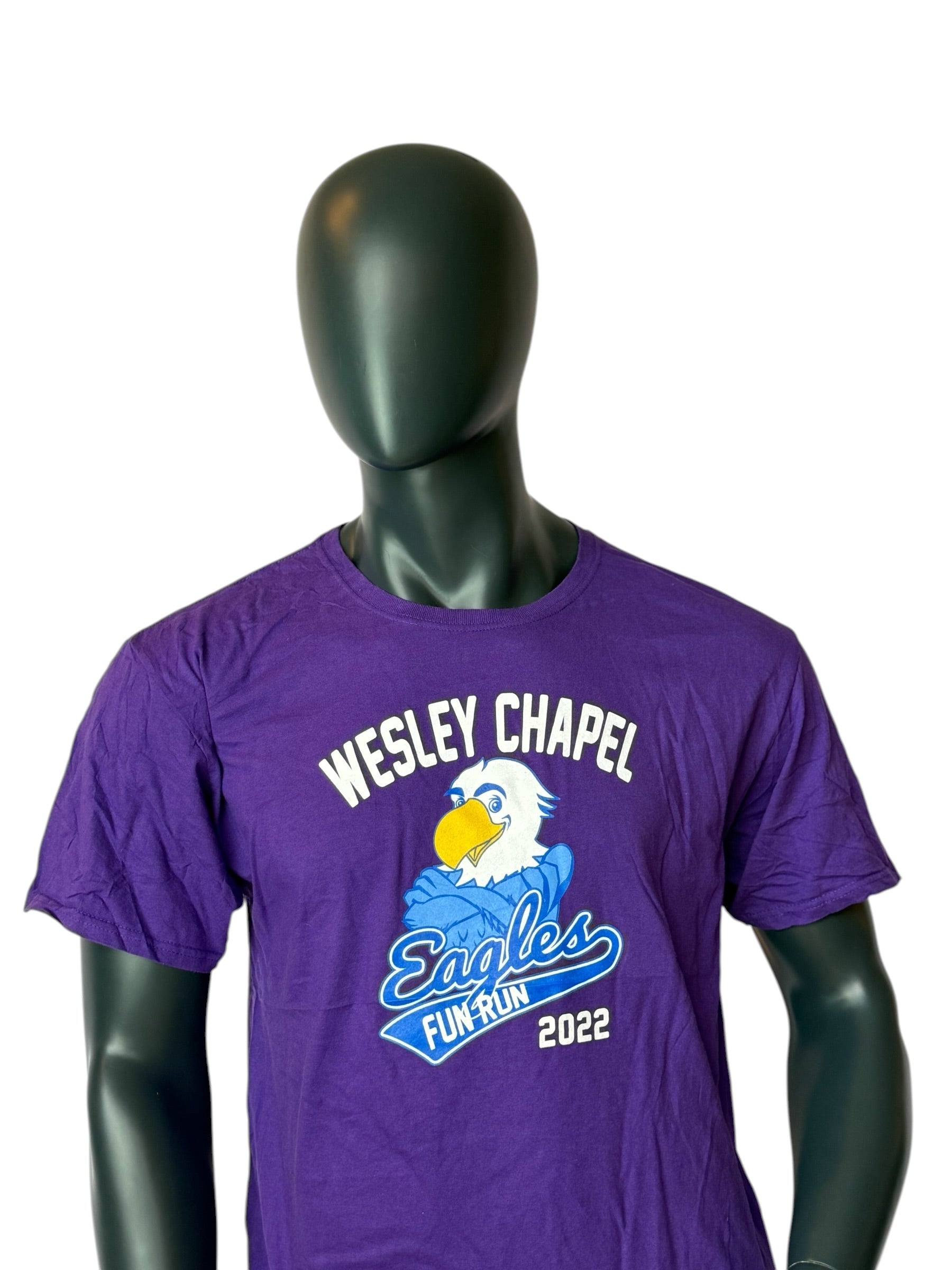 Vintage Wesley Chapel Eagles T-Shirt Purple Fun Run 2022 School Event