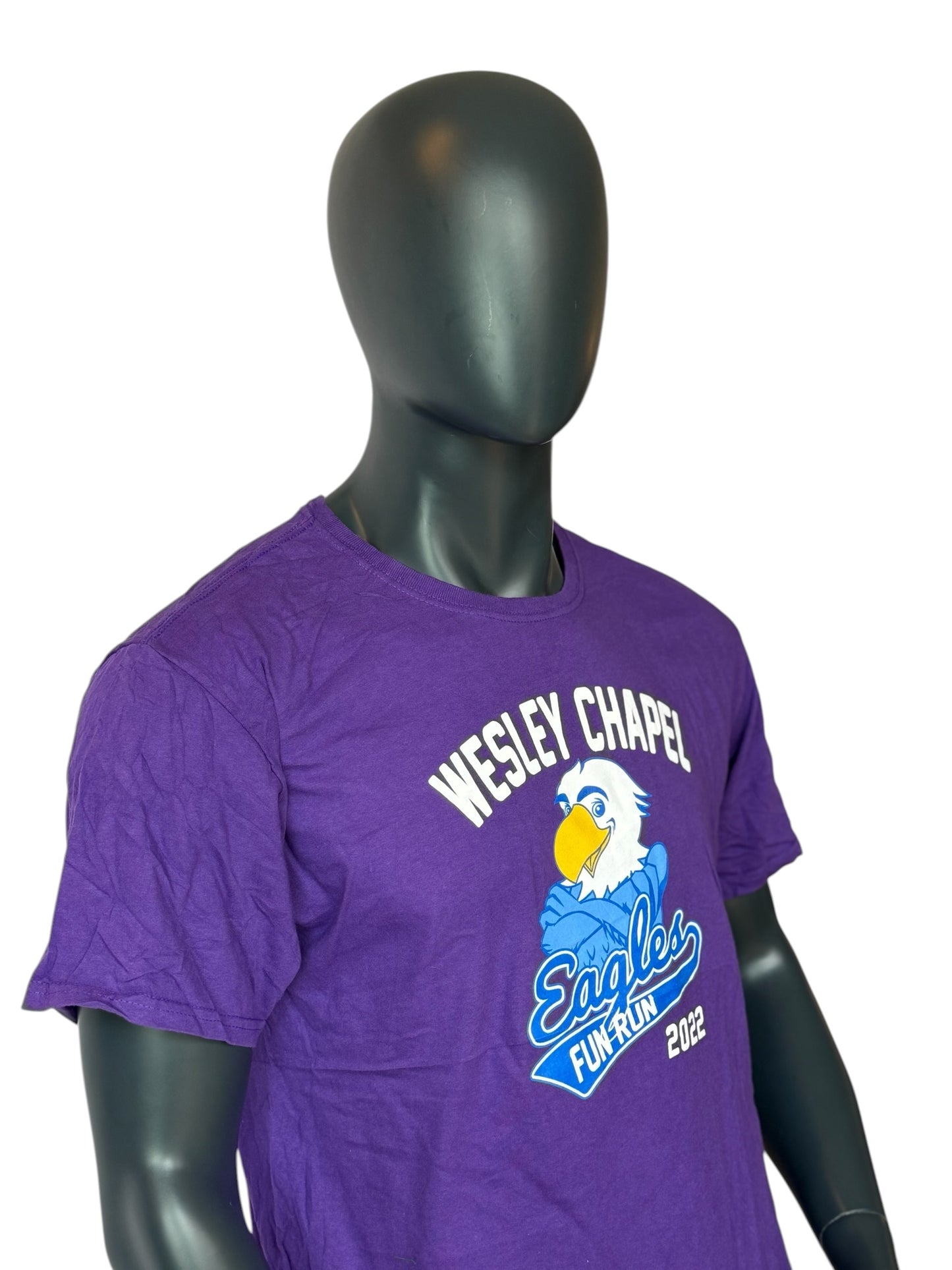 Vintage Wesley Chapel Eagles T-Shirt Purple Fun Run 2022 School Event Retro Streetwear Size L