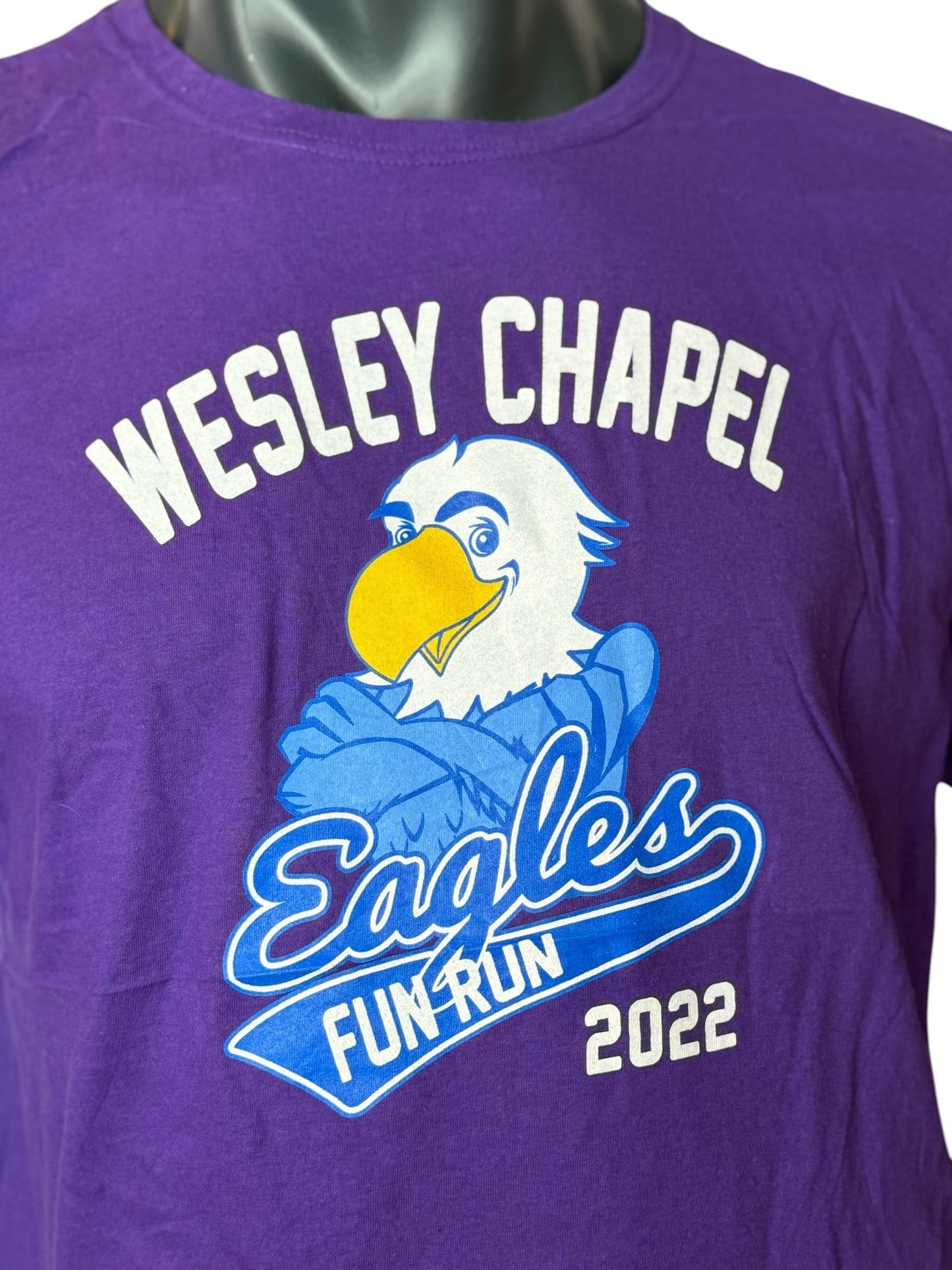 Vintage Wesley Chapel Eagles T-Shirt Purple Fun Run 2022 School Event Retro Streetwear Size L