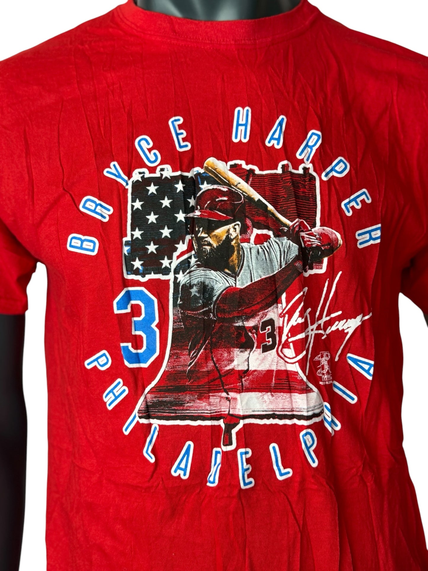 Vintage Bryce Harper Philadelphia Phillies T-Shirt Rot MLB Graphic Print Size L