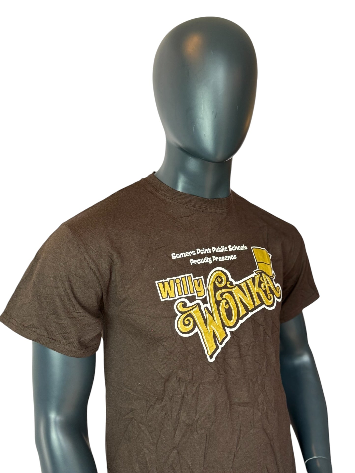 Vintage Willy Wonka T Shirt Braun Movie Print Graphic Size M