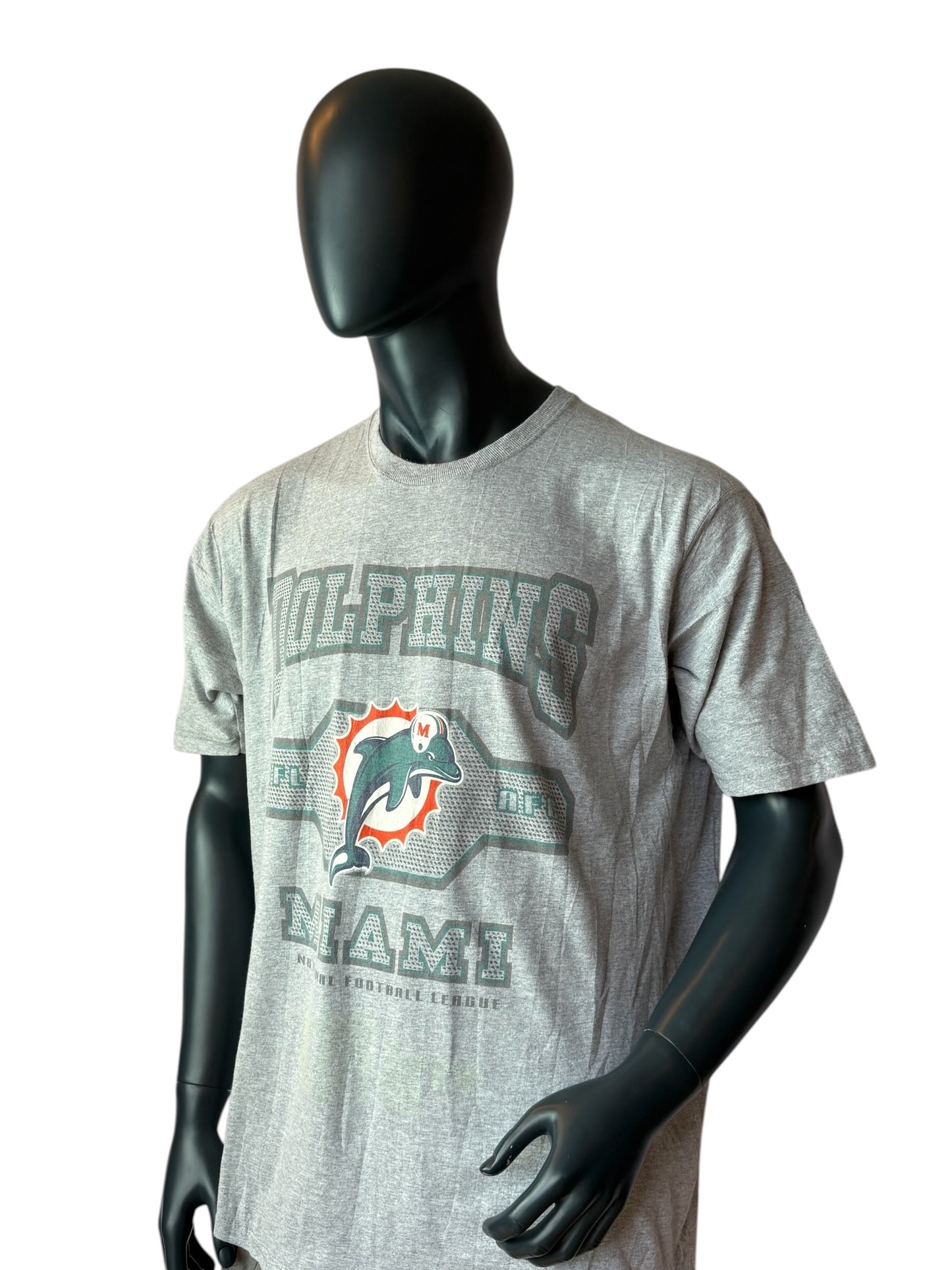 Vintage Miami Dolphins T Shirt Grey NFL Size XL