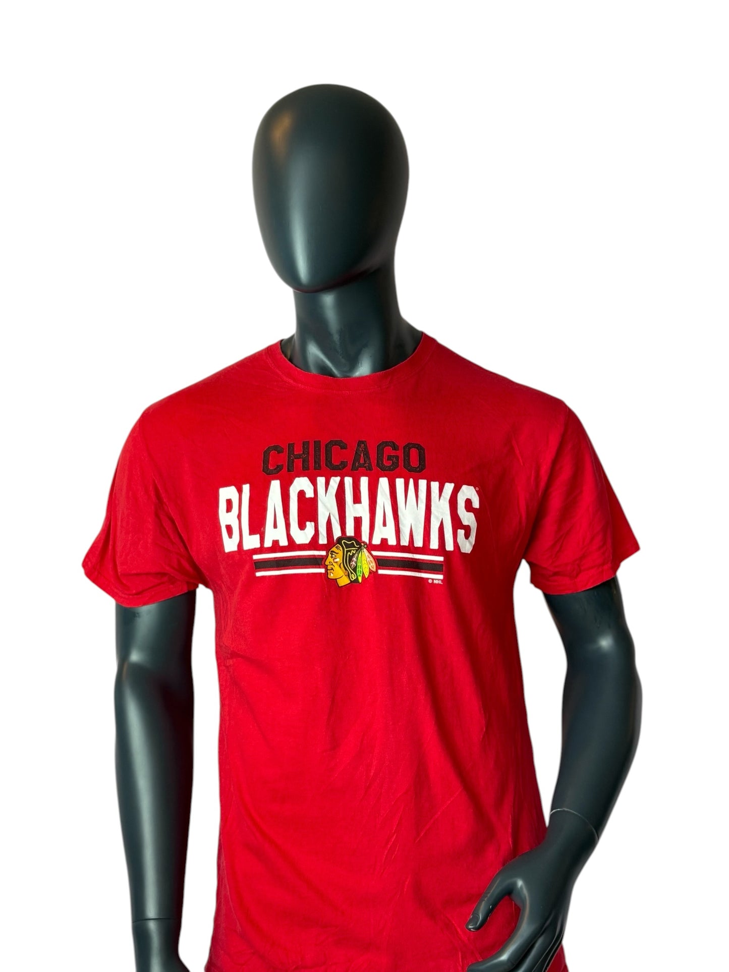 Vintage Chicago Blackhawks T Shirt Red NHL Size L