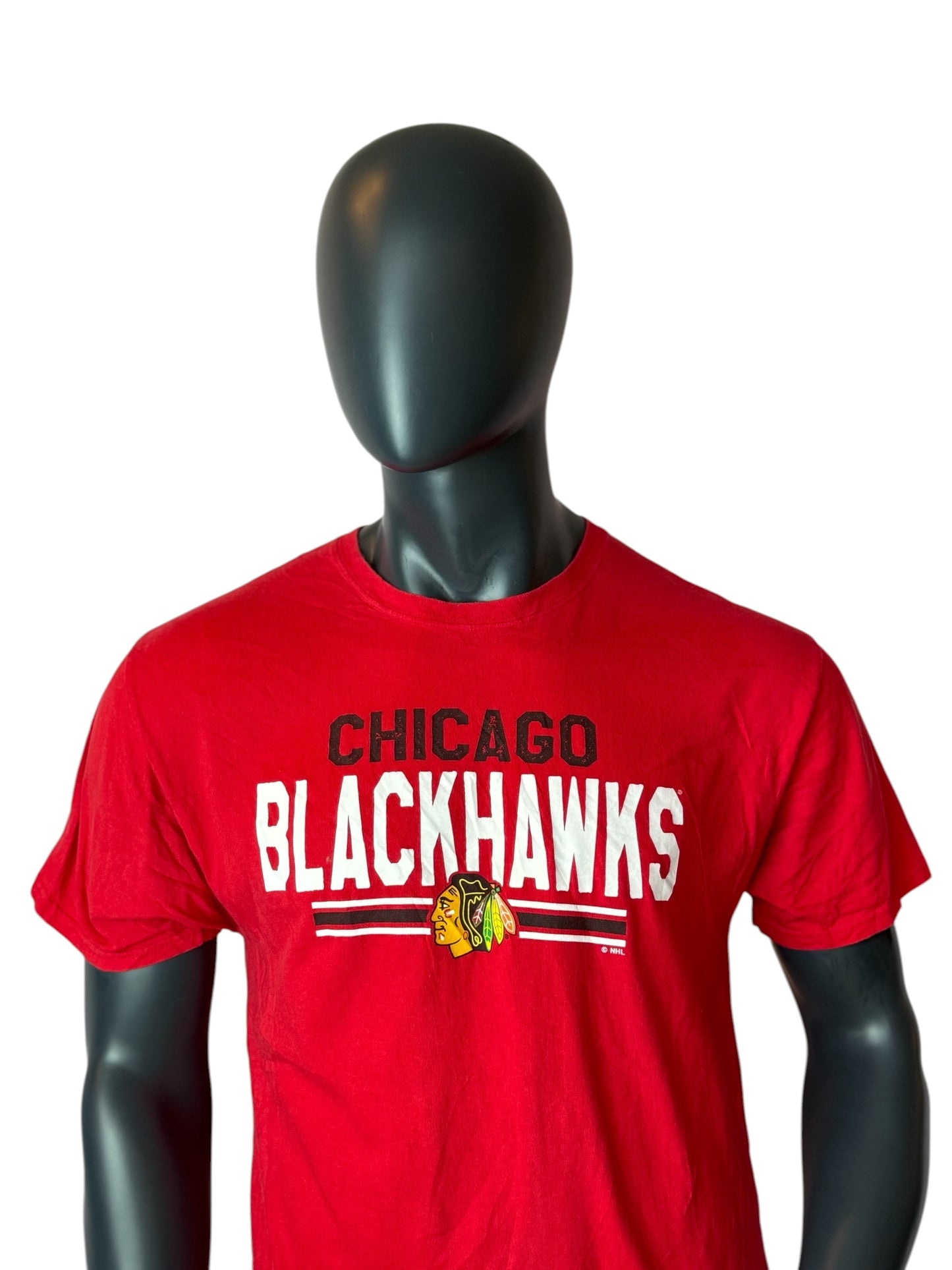 Vintage Chicago Blackhawks T Shirt Red NHL Size L