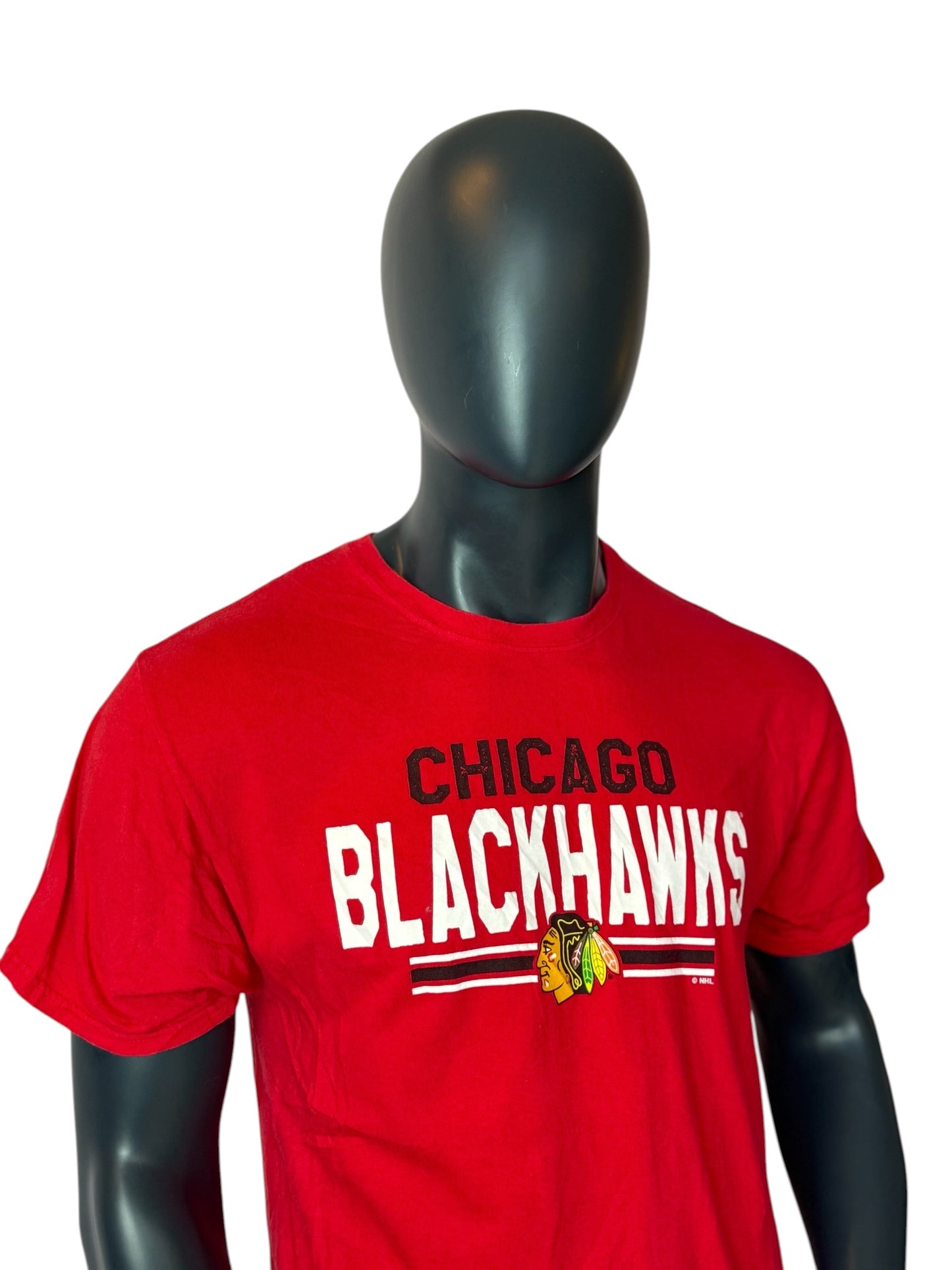 Vintage Chicago Blackhawks T Shirt Red NHL Size L