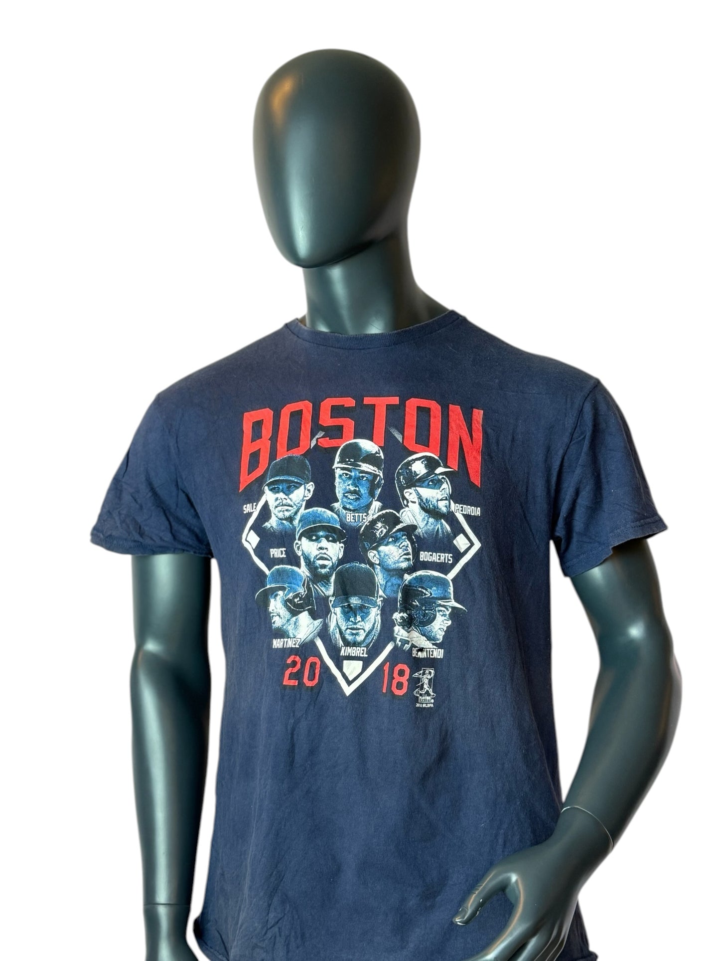 Vintage Boston Red Sox T Shirt Navy MLB 2018 Champions Graphic Size L