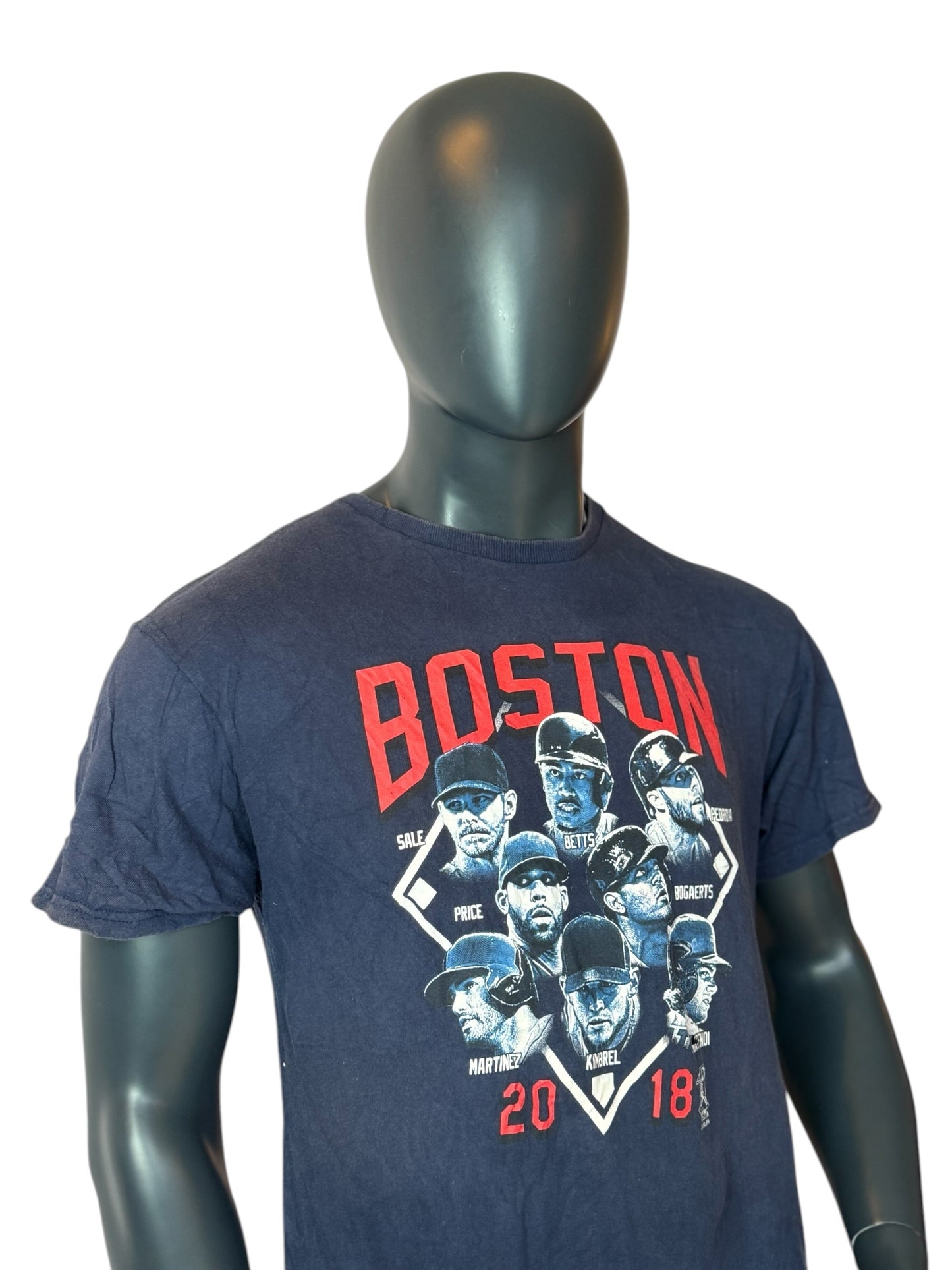Vintage Boston Red Sox T Shirt Navy MLB 2018 Champions Graphic Size L