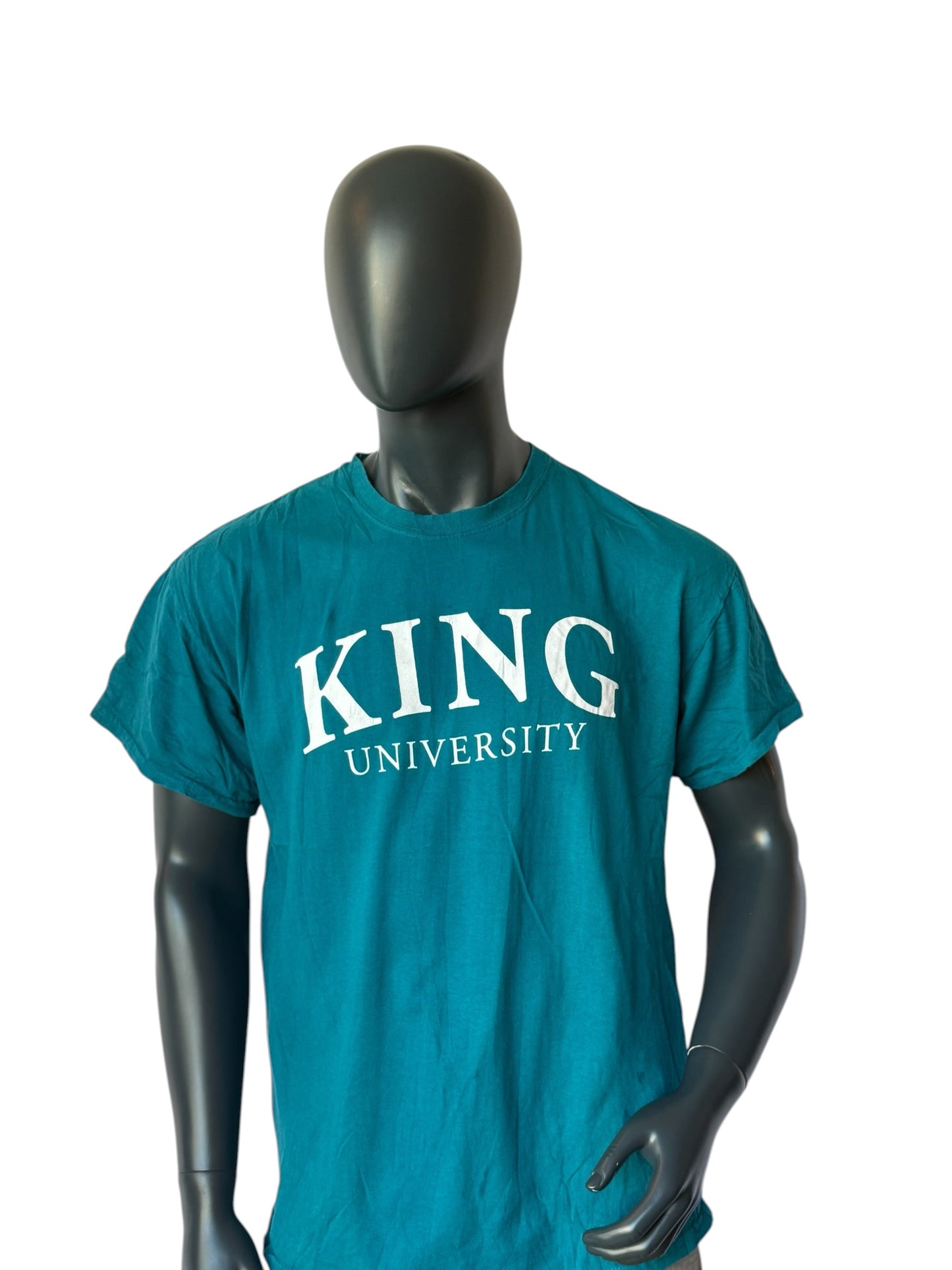 Vintage King University T Shirt Grün College Style Print Size L
