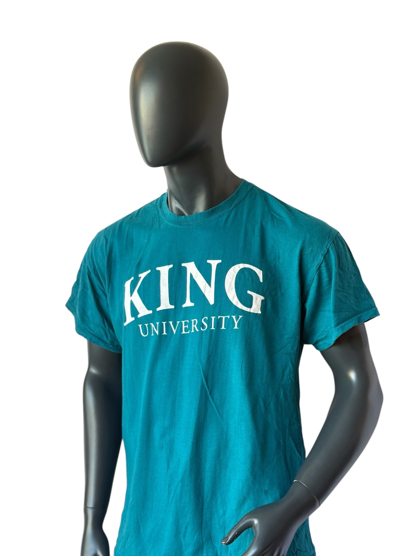 Vintage King University T Shirt Grün College Style Print Size L