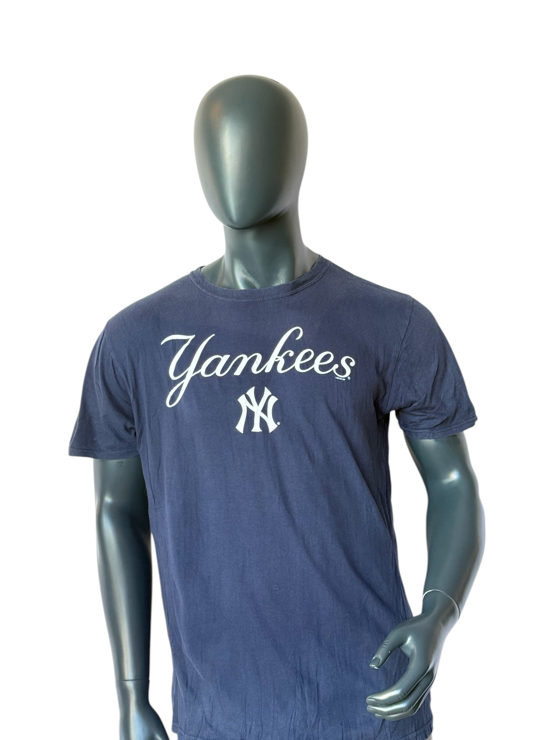 Vintage New York Yankees T Shirt Navy MLB Logo Print