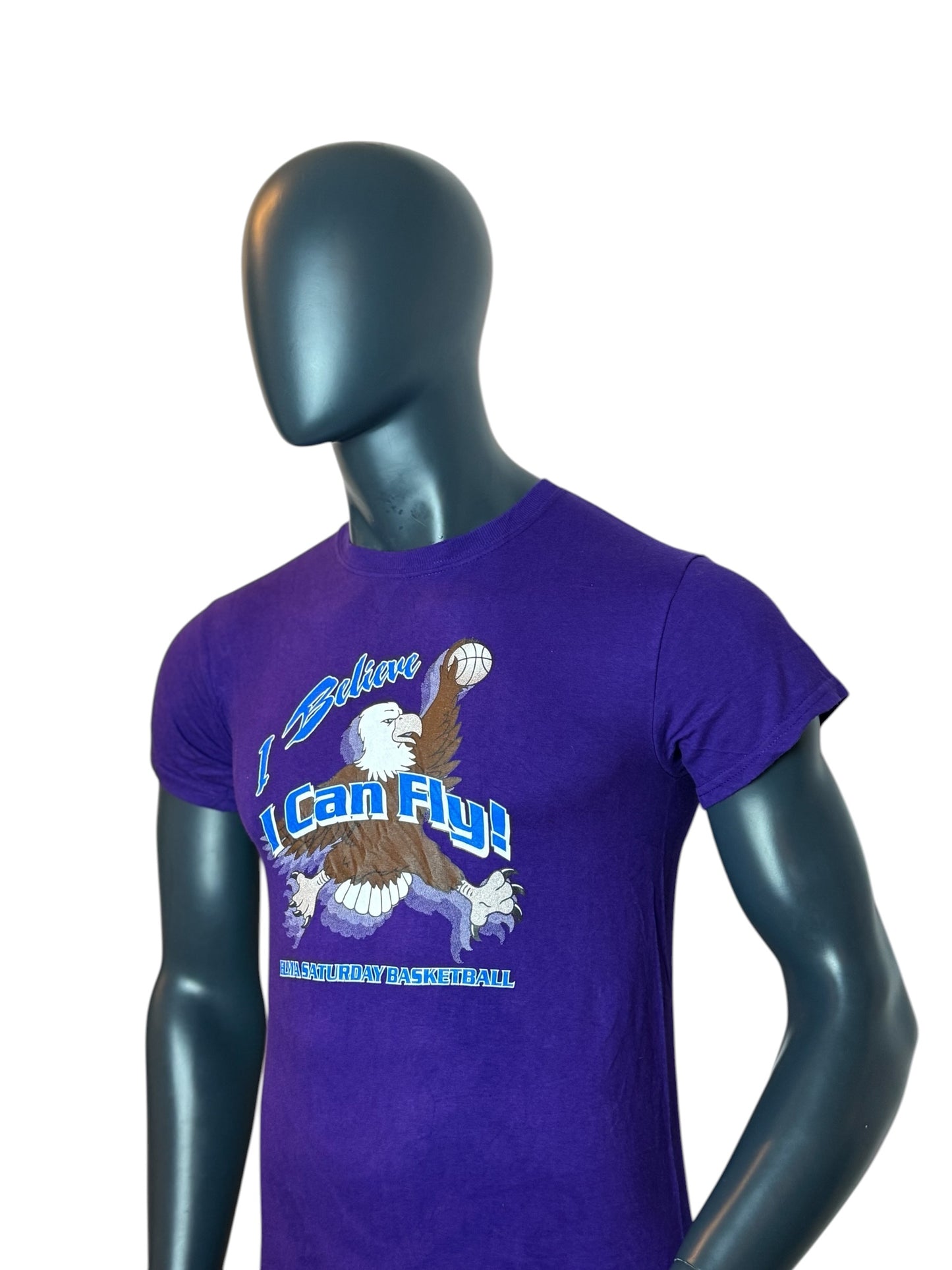 Vintage Elma Saturday Basketball Graphic Tee Purple Eagle Size M