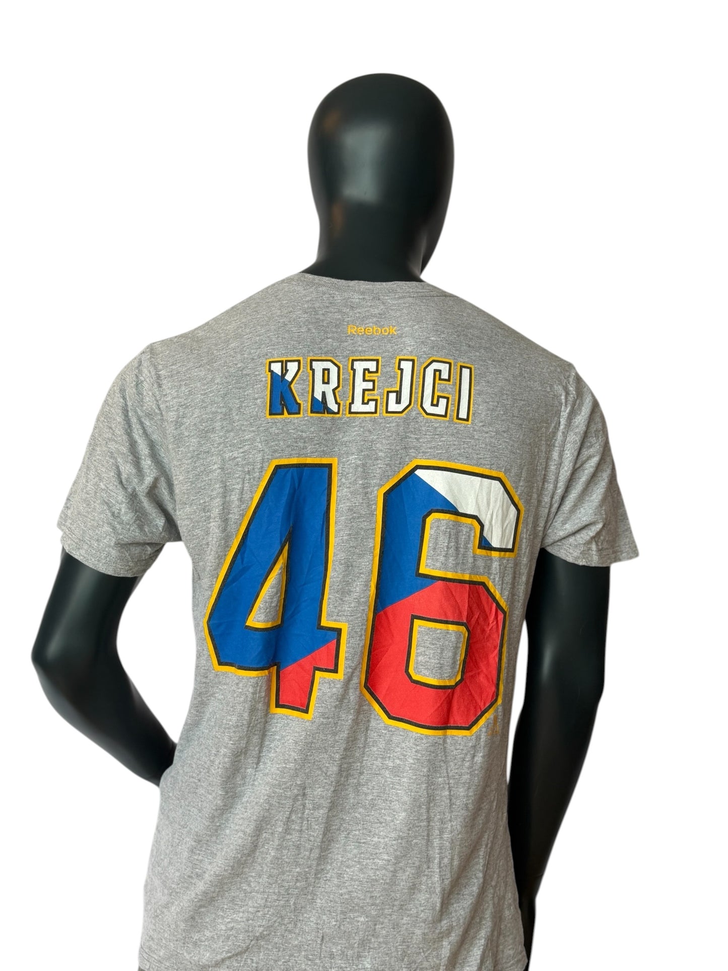 Boston Bruins Krejci 46 T Shirt Grey Retro Vintage NHL Reebok Tee Size L